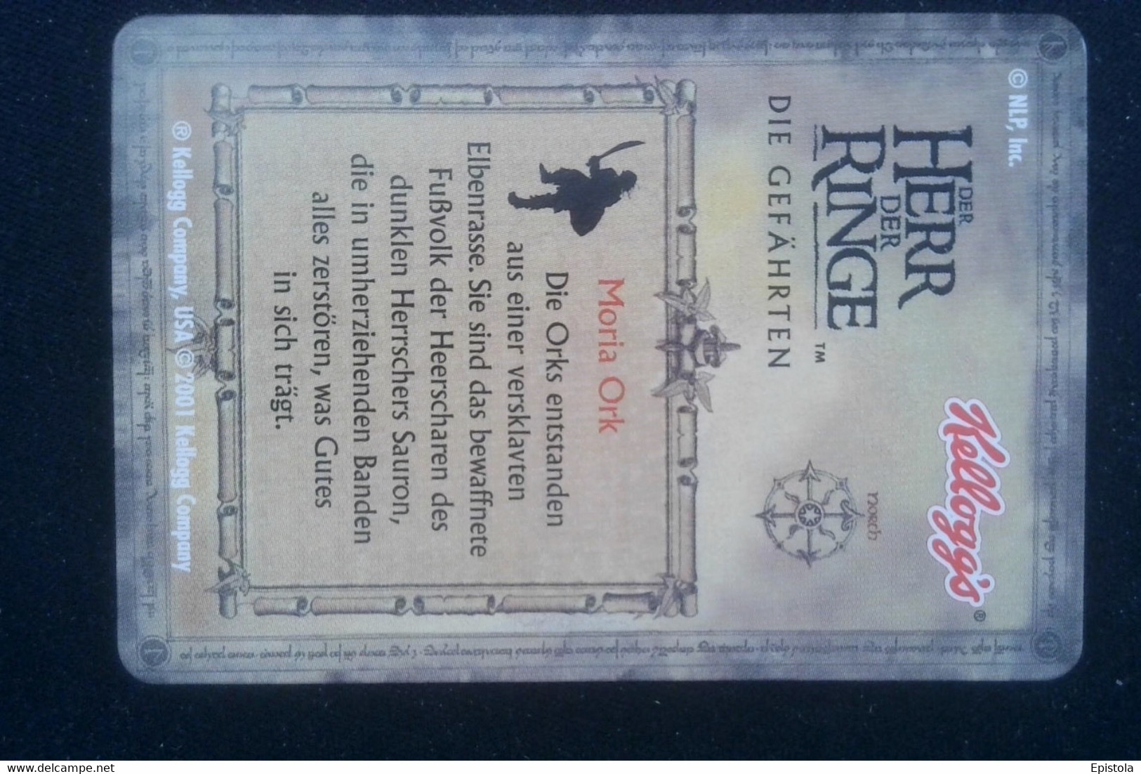► MORIA ORK  Lord Of The Rings (3D German Trading Card) Le Seigneur Des Anneaux Version Allemagne En Relief  Kellog's - Herr Der Ringe