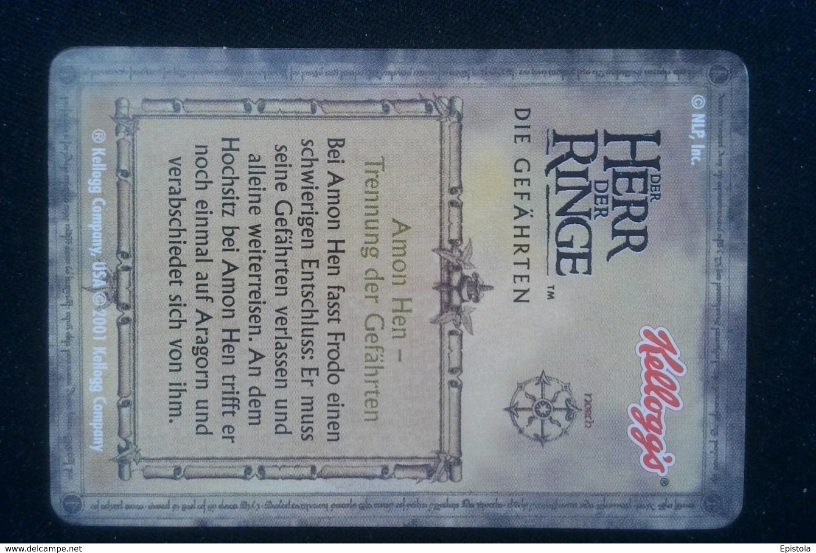 ► AMON HEN  Lord Of The Rings (3D German Trading Card) Le Seigneur Des Anneaux Version Allemagne En Relief  Kellog's - Herr Der Ringe