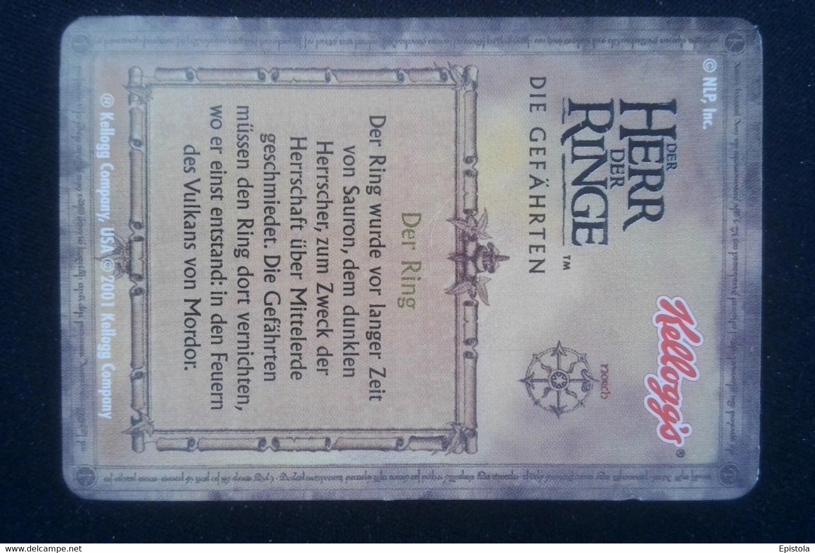 ► FRODON Lord Of The Rings (3D German Trading Card) Le Seigneur Des Anneaux Version Allemagne En Relief  Kellog's - Il Signore Degli Anelli