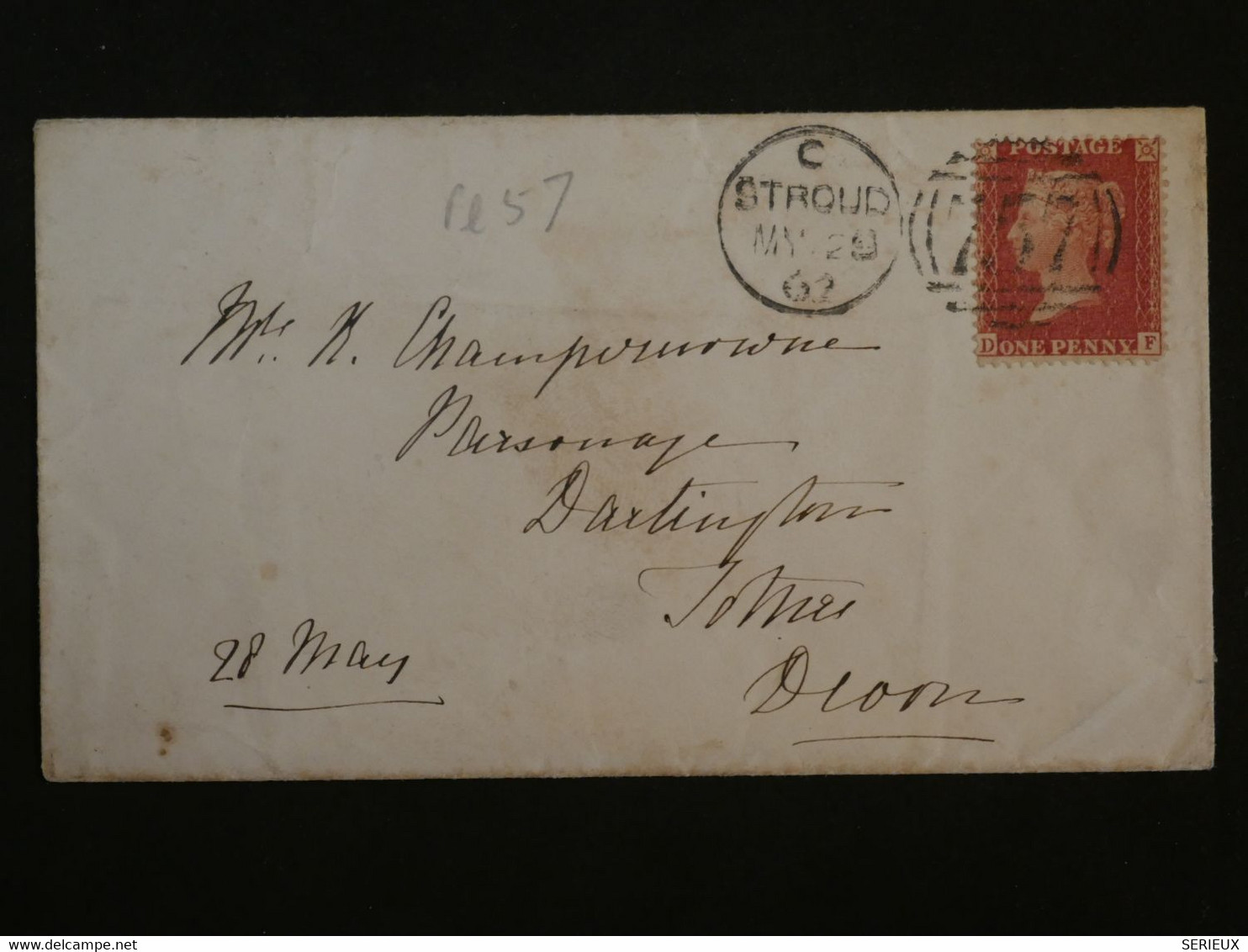 BJ9 GREAT BRITAIN  BELLE  LETTRE  1865 A TOTNES+RED ONE PENNY  +++AFFRANCH. INTERESSANT+ - Briefe U. Dokumente