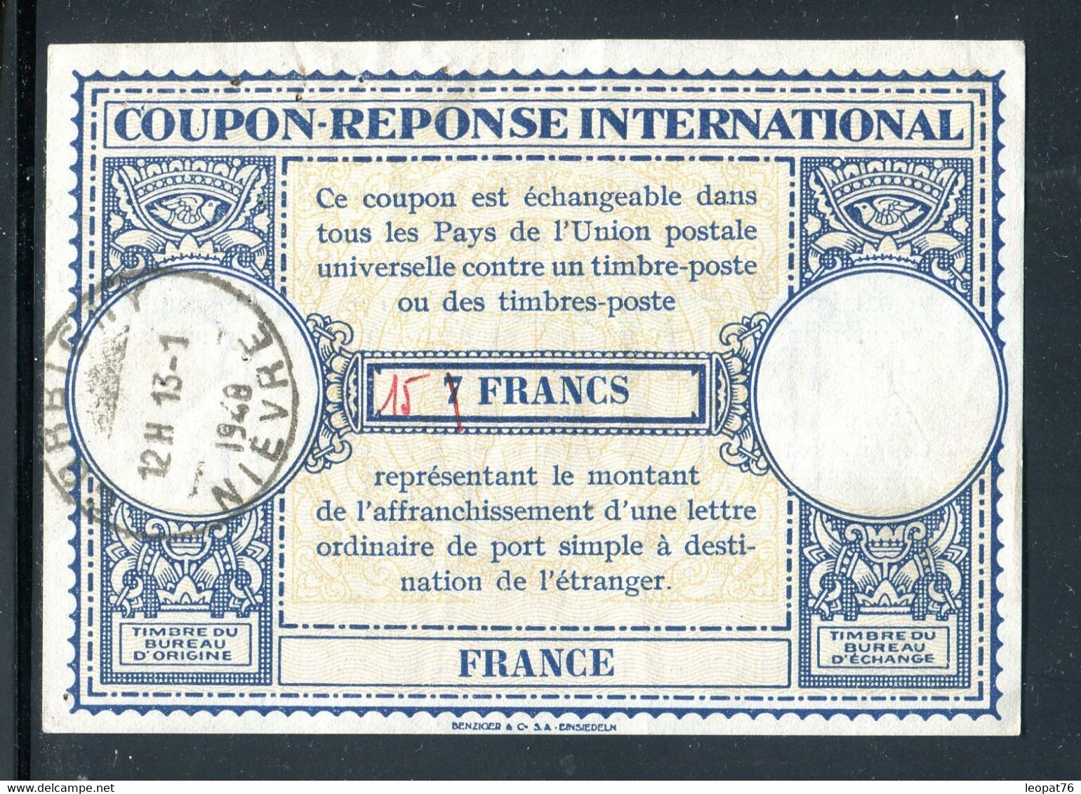 Coupon Réponse International De Corbigny En 1948 - D 219 - Coupons-réponse
