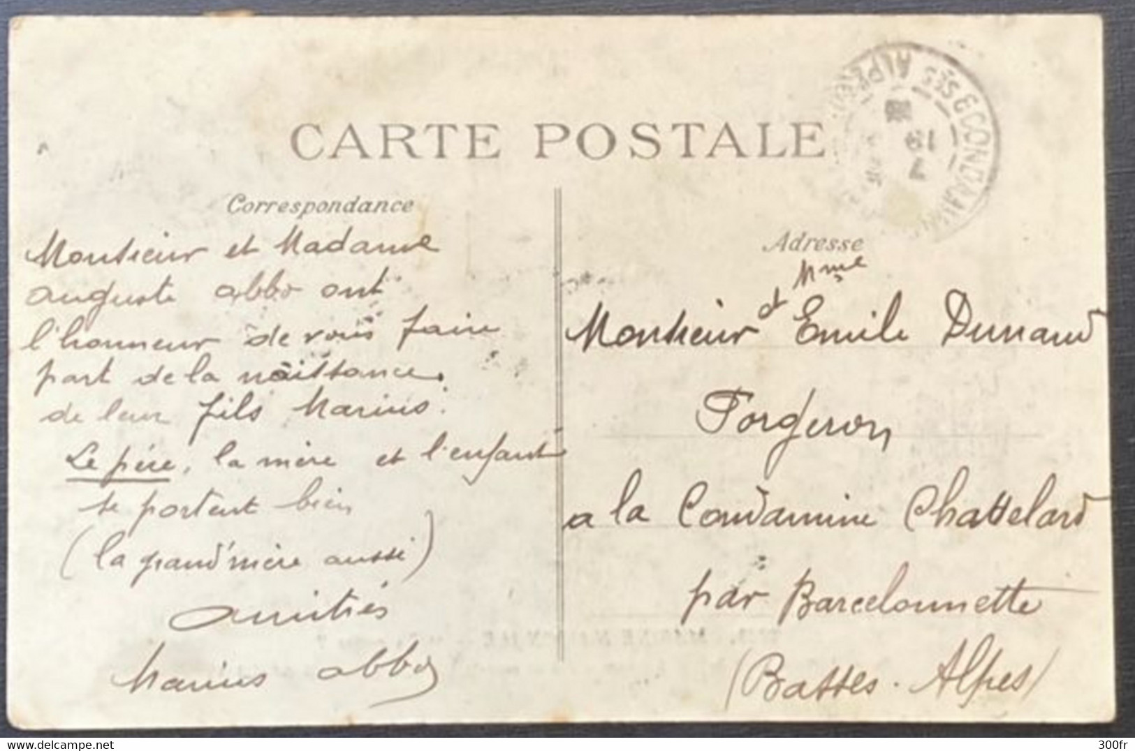 CP MARINE NATIONALE TURQUOISE SOUS MARIN 7 HOMMES FURONT  ENLEVES PAR LAME 3/04/1913 Animée Hommes - Véhicules