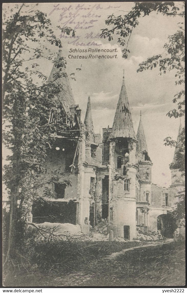 Allemagne / France 1916. Carte Postale De Franchise Militaire. Château Rollencourt, Liévin. Avant Destruction - Châteaux