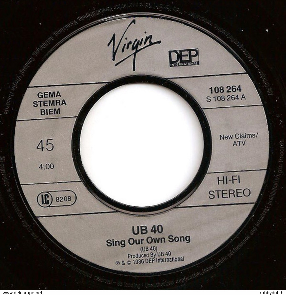 * 7" *  UB40 - SING OUR OWN SONG (Germany 1986) - Reggae