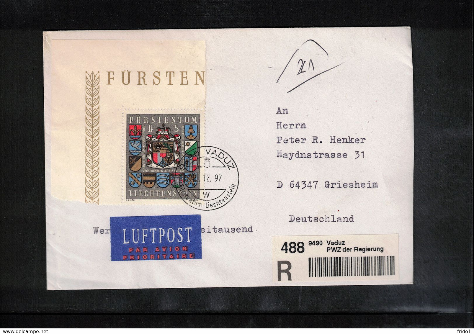 Liechtenstein1997 Interesting Airmail Registered Letter - Covers & Documents