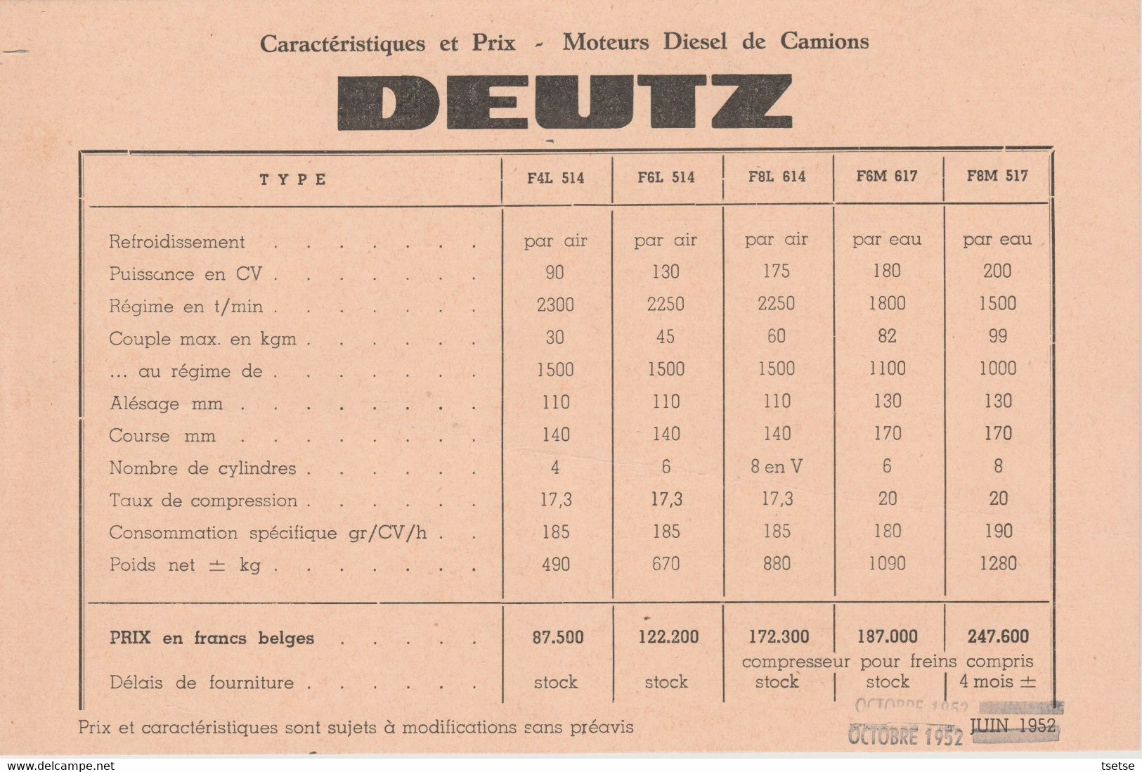 Publicité Automobile / Années 50 - Moteur Diesel De Camions Deutz - LKW