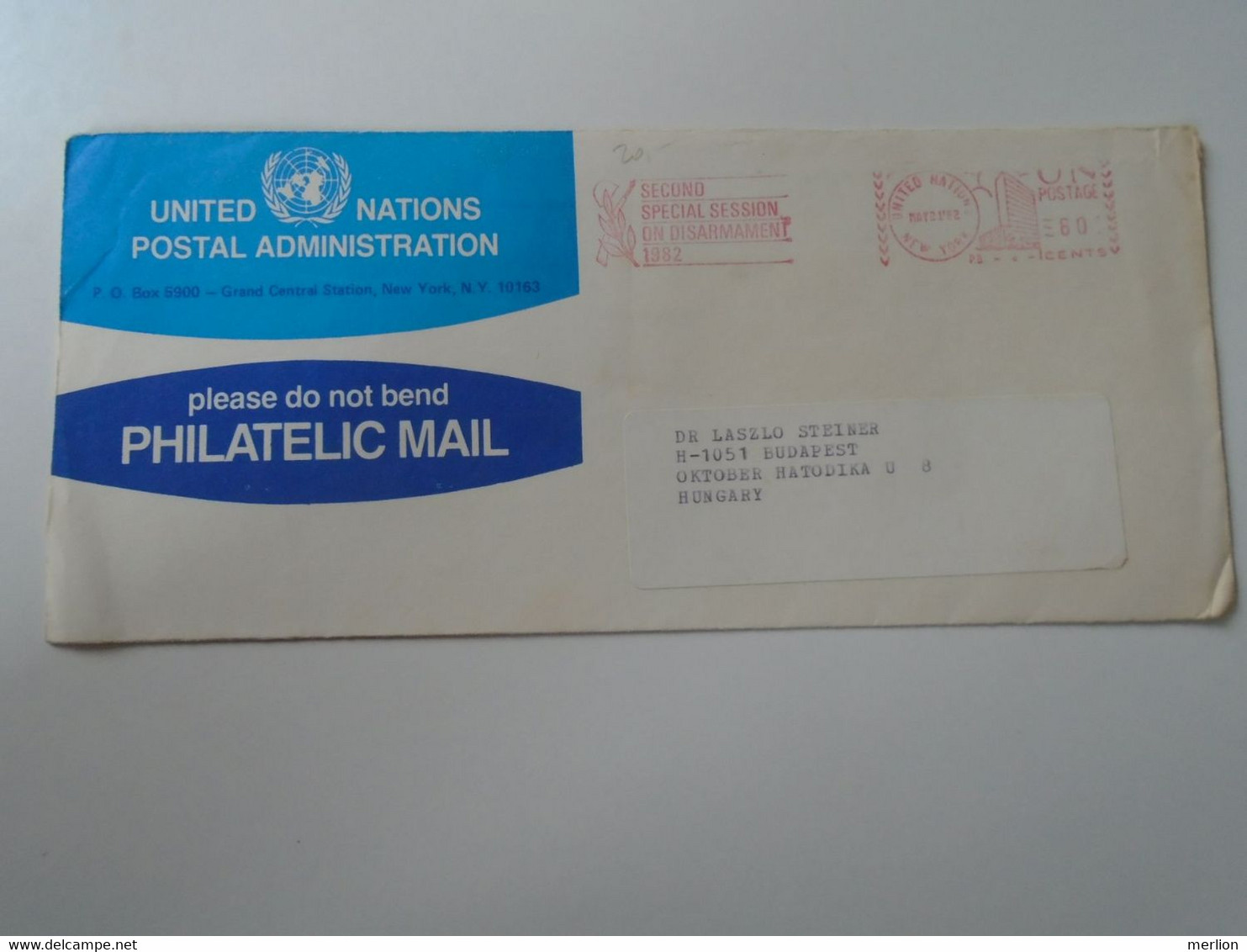 ZA399.26    United Nations - 1982 -  Cover   - Philatelic Mail   -ema Red Meter    Sent To Hungary - Lettres & Documents