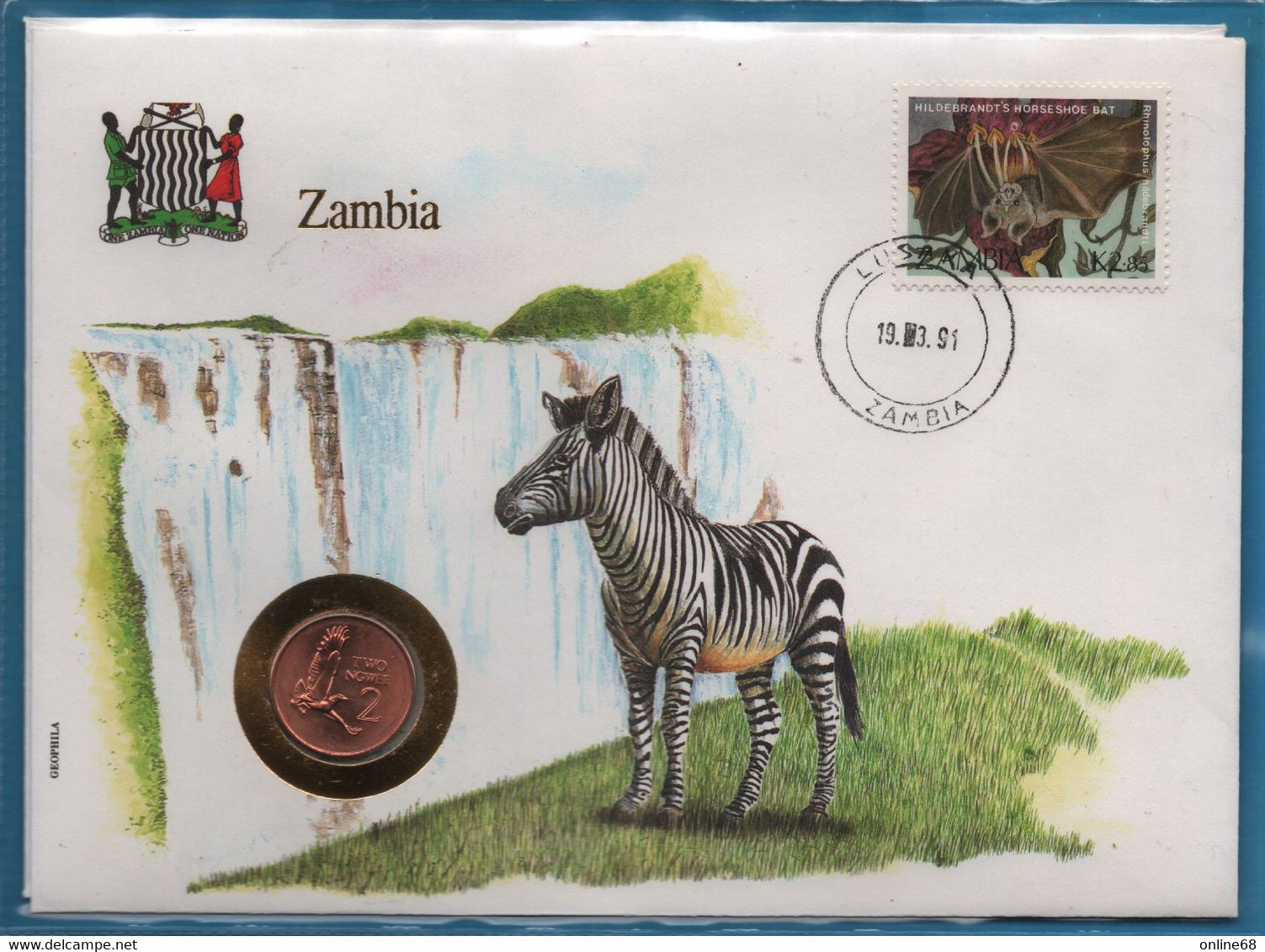 NUMISBRIEF ZAMBIA 2 NGWEE 1983 KM# 10a Eagle ZEBRE - Zambia