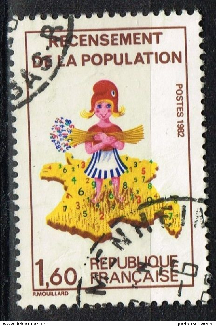 FR VAR 41 - FRANCE N° 2202 Obl. Variété Impression Verte Décalée Vers Le Haut - Usados