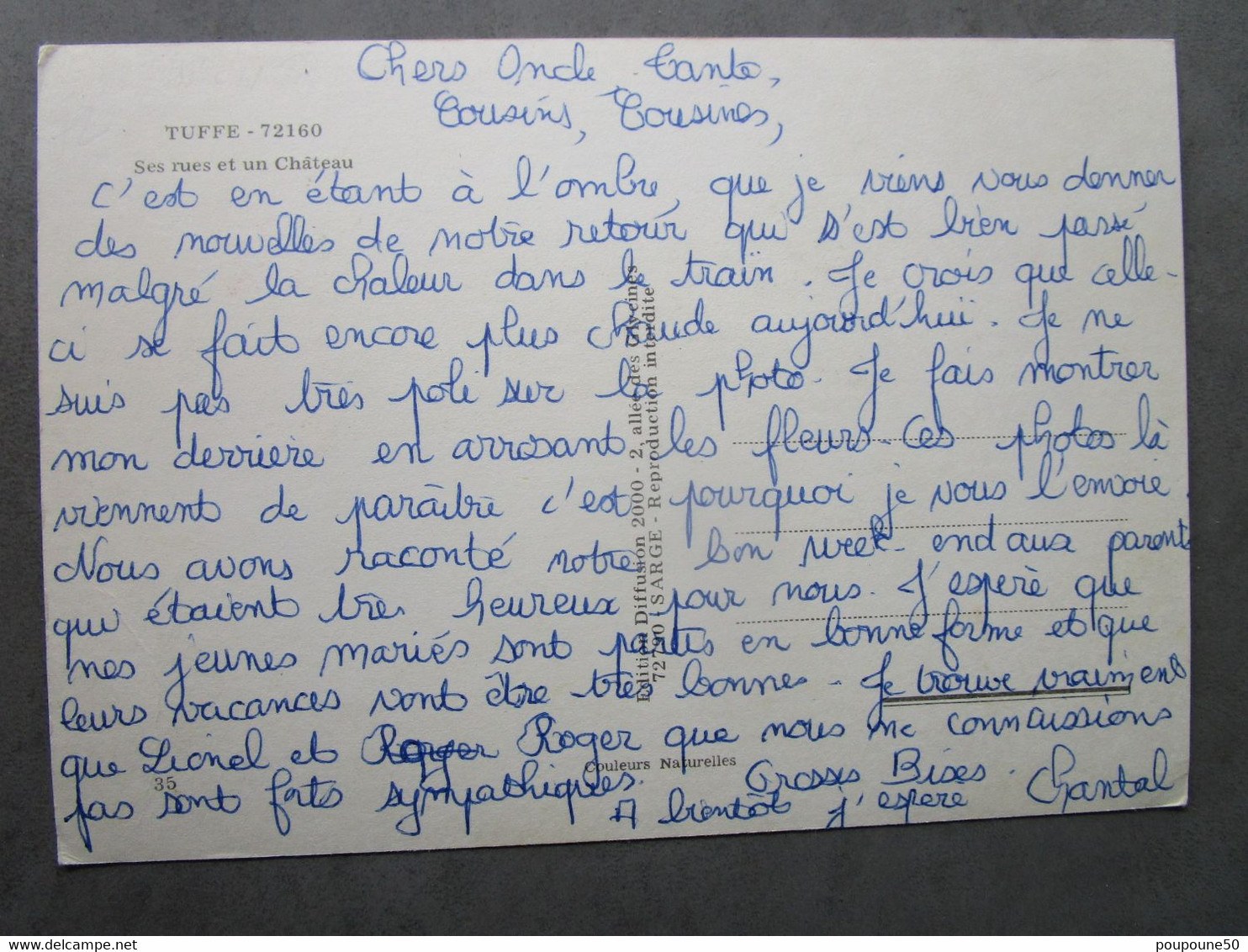 CP 72 Sarthe  TUFFE  Multivues  Le Café Du Centre Ville Boulangerie Le Château  Ses Rues Et Un Château 1970 - Tuffe