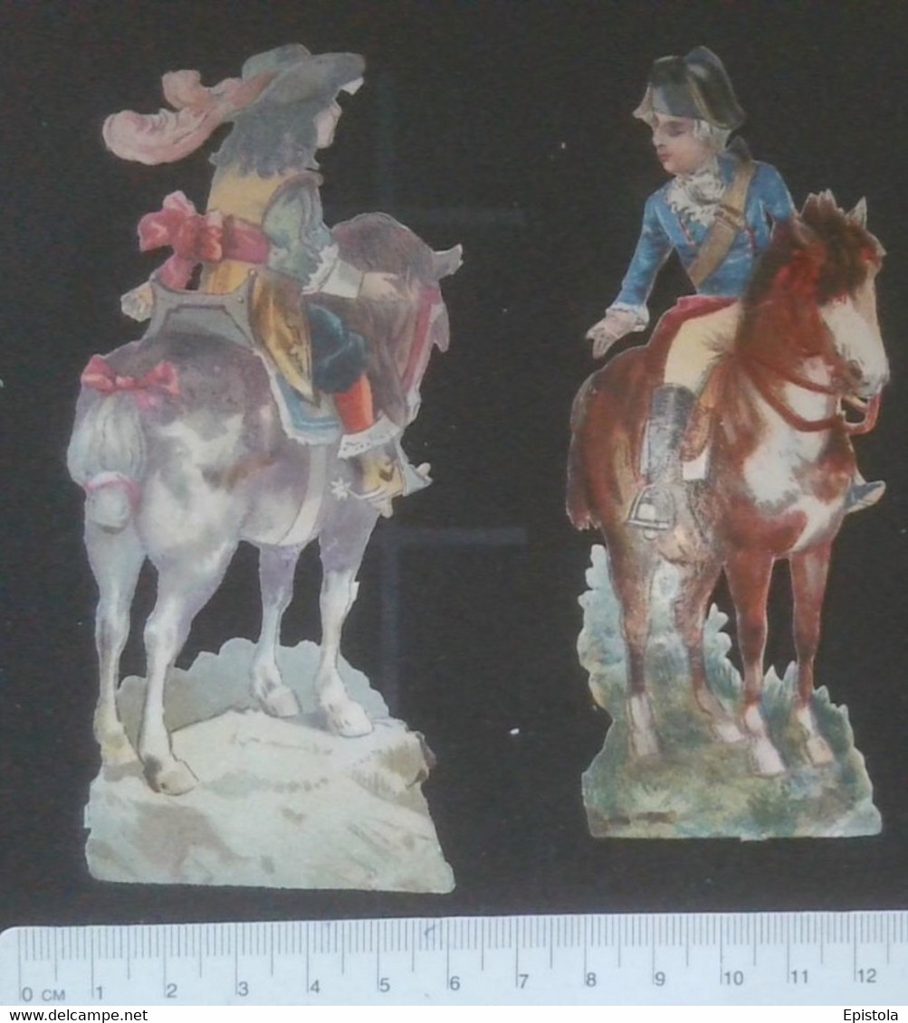 ►  Lot 2 Cavaliers Ancien Régime  (Horse Royalty)  Découpis époque Victorienne XIXe "Victorian Die-cuts" - Enfants