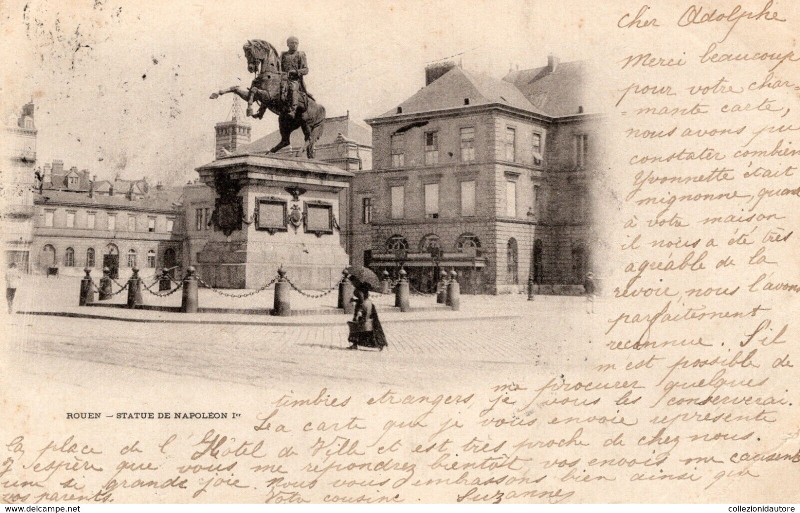 NAPOLÉON - FRANCE - ROUEN - STATUE DE NAPOLEONE BONAPARTE - CARTOLINA FP SPEDITA NEL 1902 - Histoire