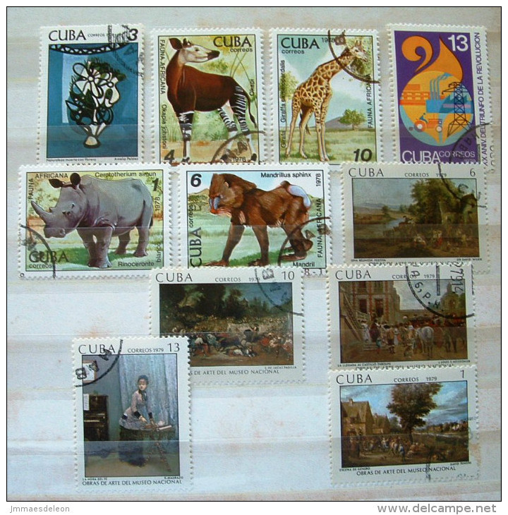 Cuba 1978 - 1979 - Animals Okapi Giraffe Rhinoceros Monkey Paintings - Briefe U. Dokumente