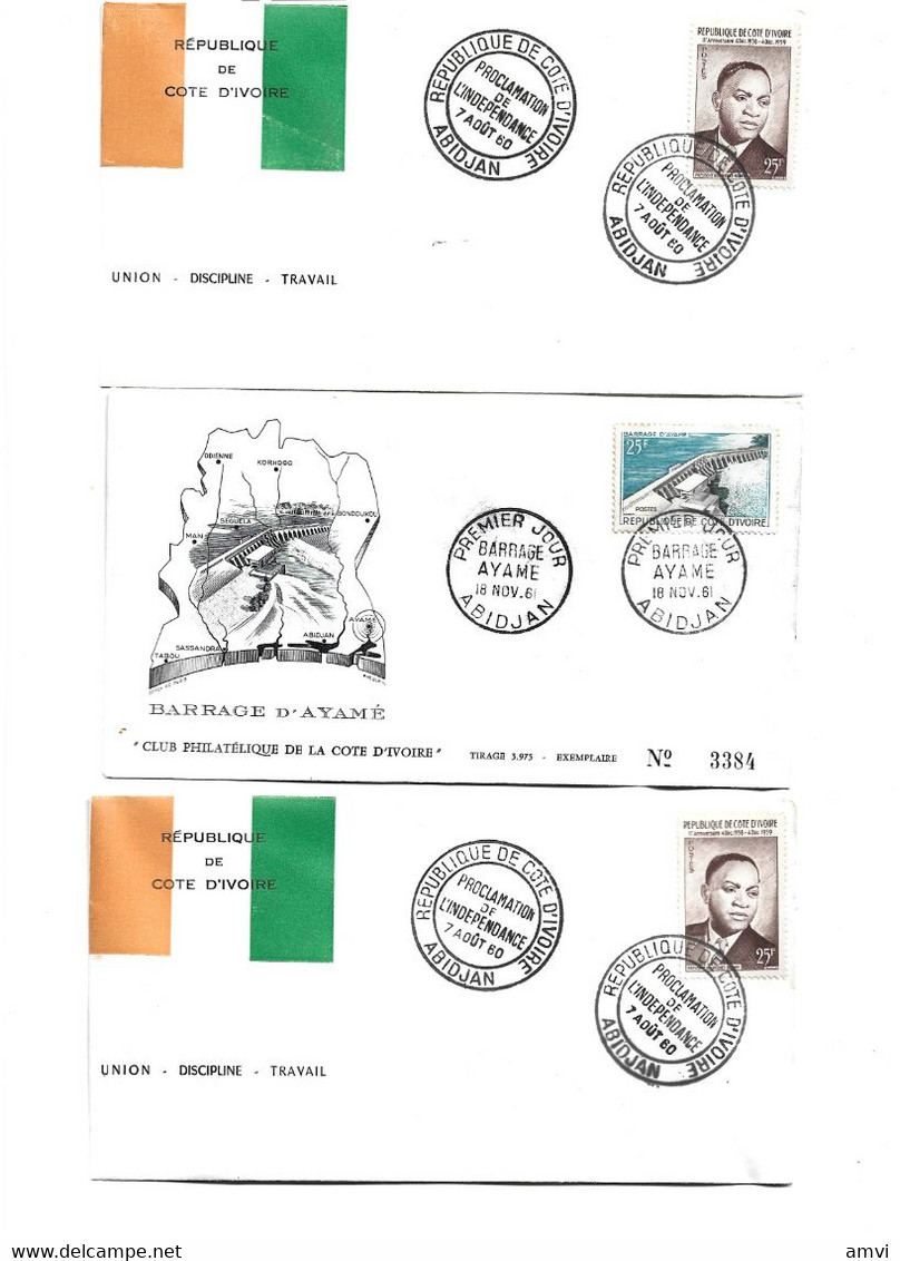 22-12-3443 Afrique Equatoriale Française Et Cote D'ivoire 13 Documents - Côte D'Ivoire (1960-...)