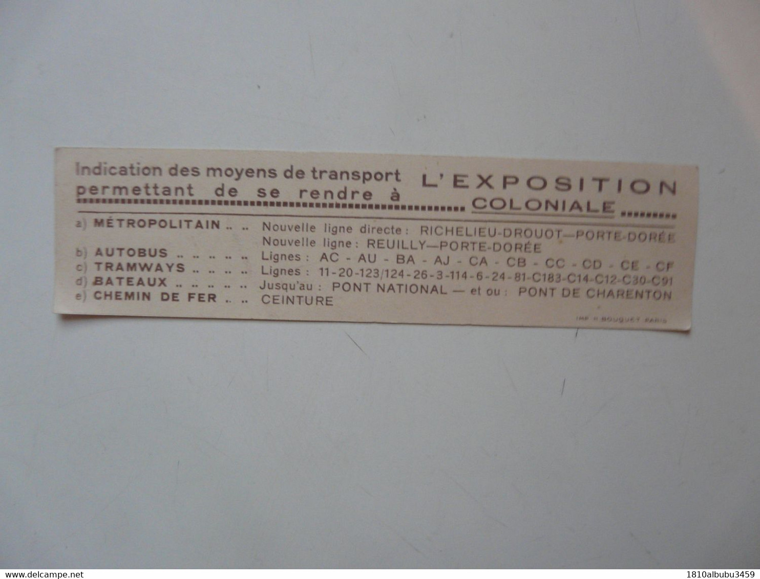 MARQUE-PAGES : EXPOSITION COLONIALE INTERNATIONALE DE PARIS 1931 - Marque-Pages