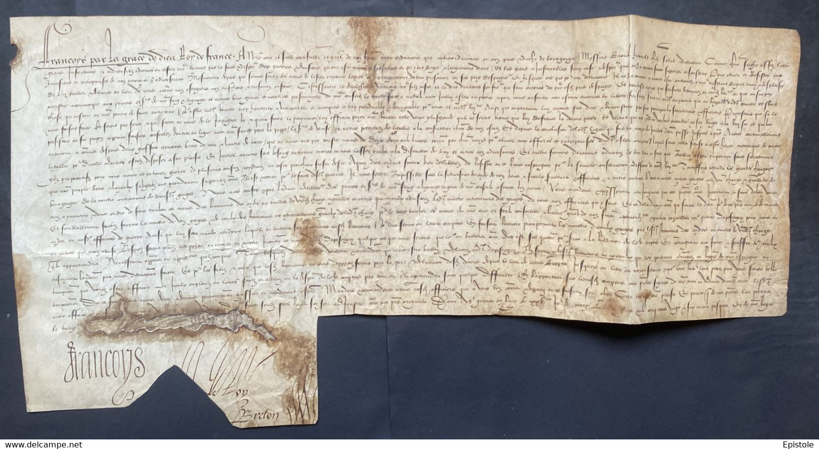 FRANÇOIS Ier Roi De France – Lettre Signée – Guerre Vs Charles Quint, Captivité Et Otages - 1526 - Historische Personen