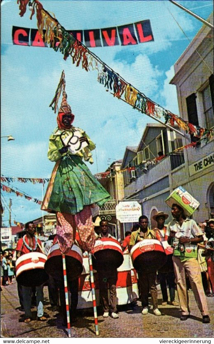 ! Modern Postcard St. Thomas, Virgin Islands, Carnival, Meter Stamp Frederiksted, Black People - Virgin Islands, US