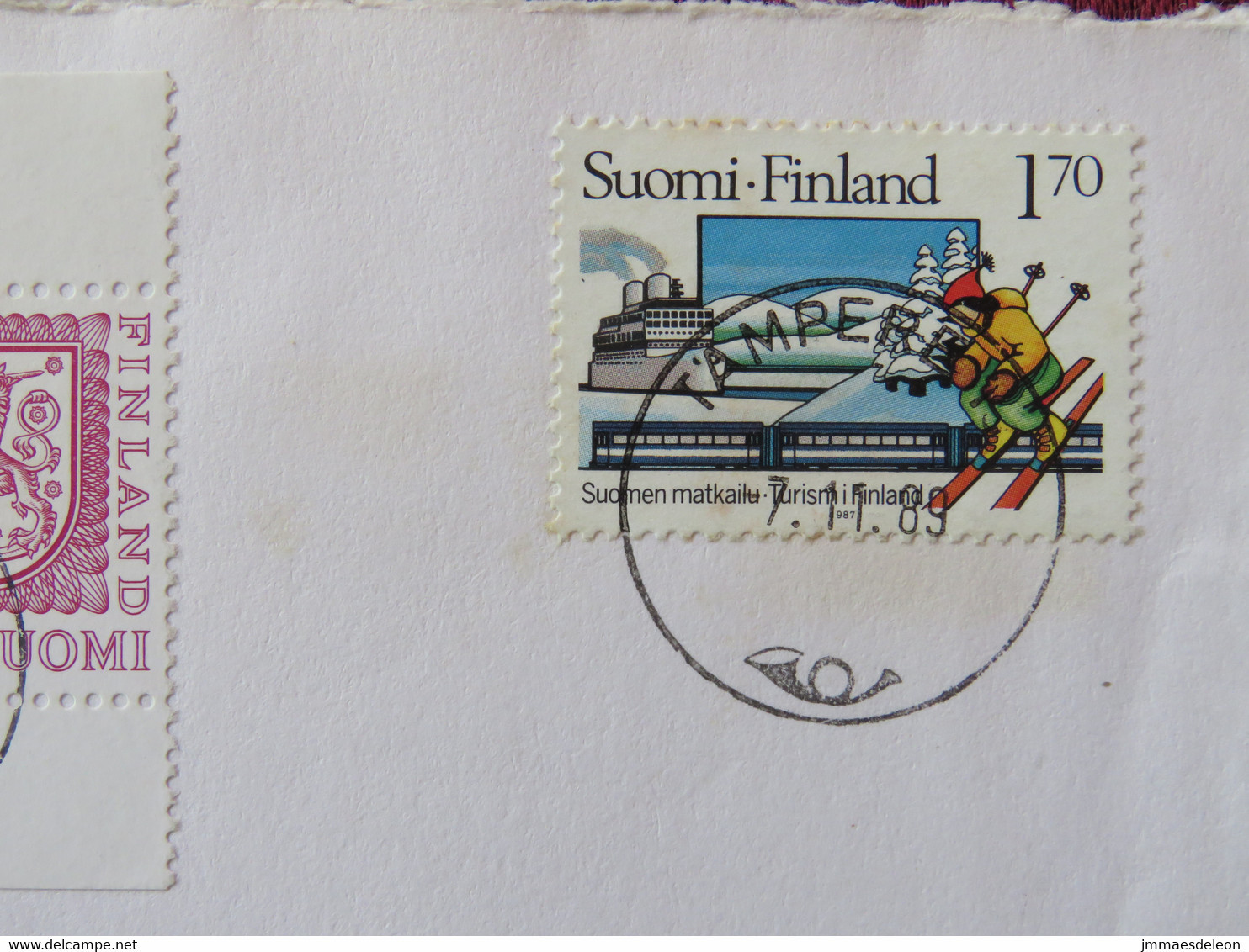 Finland 1989 FDC Cover To France - Nordic Cooperation - Lions Arms From Booklet - Ski - Ship - Brieven En Documenten