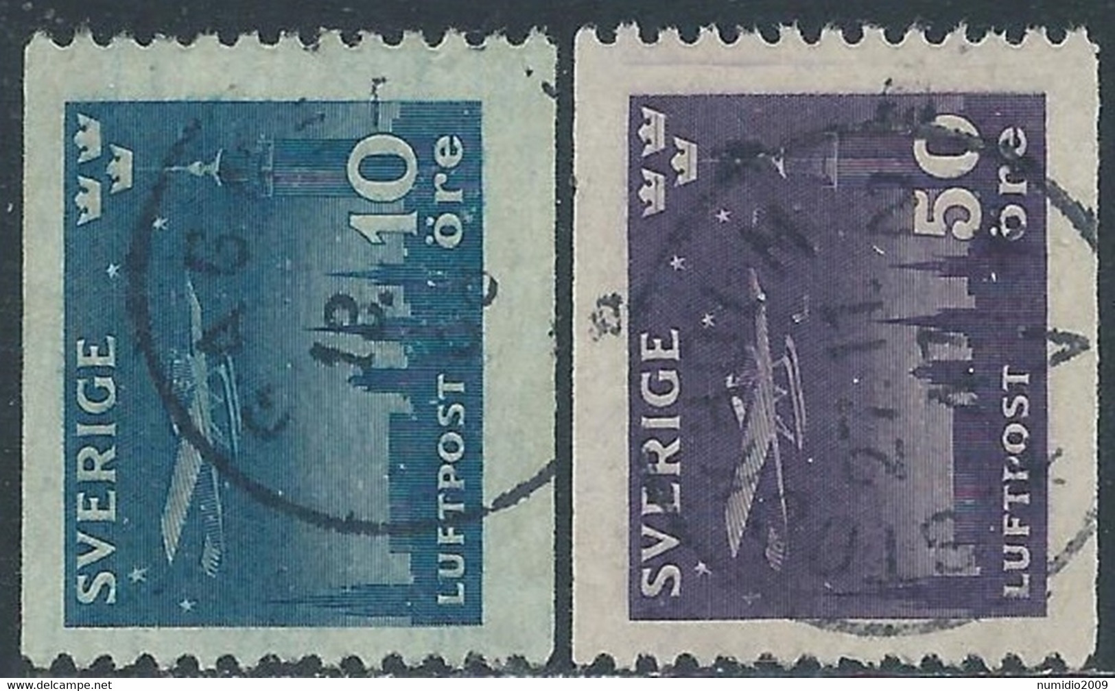 1930 SVEZIA POSTA AEREA USATO VOLO NOTTURNO SU STOCCOLMA - RB25-9 - Gebraucht