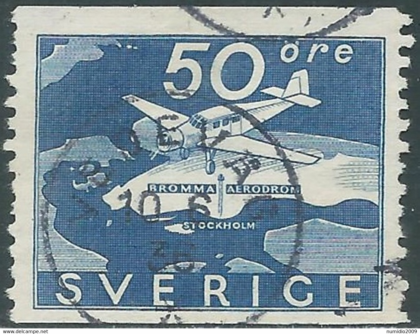 1936 SVEZIA POSTA AEREA USATO AEREOPORTO DI BROMMA - RB25-10 - Gebruikt