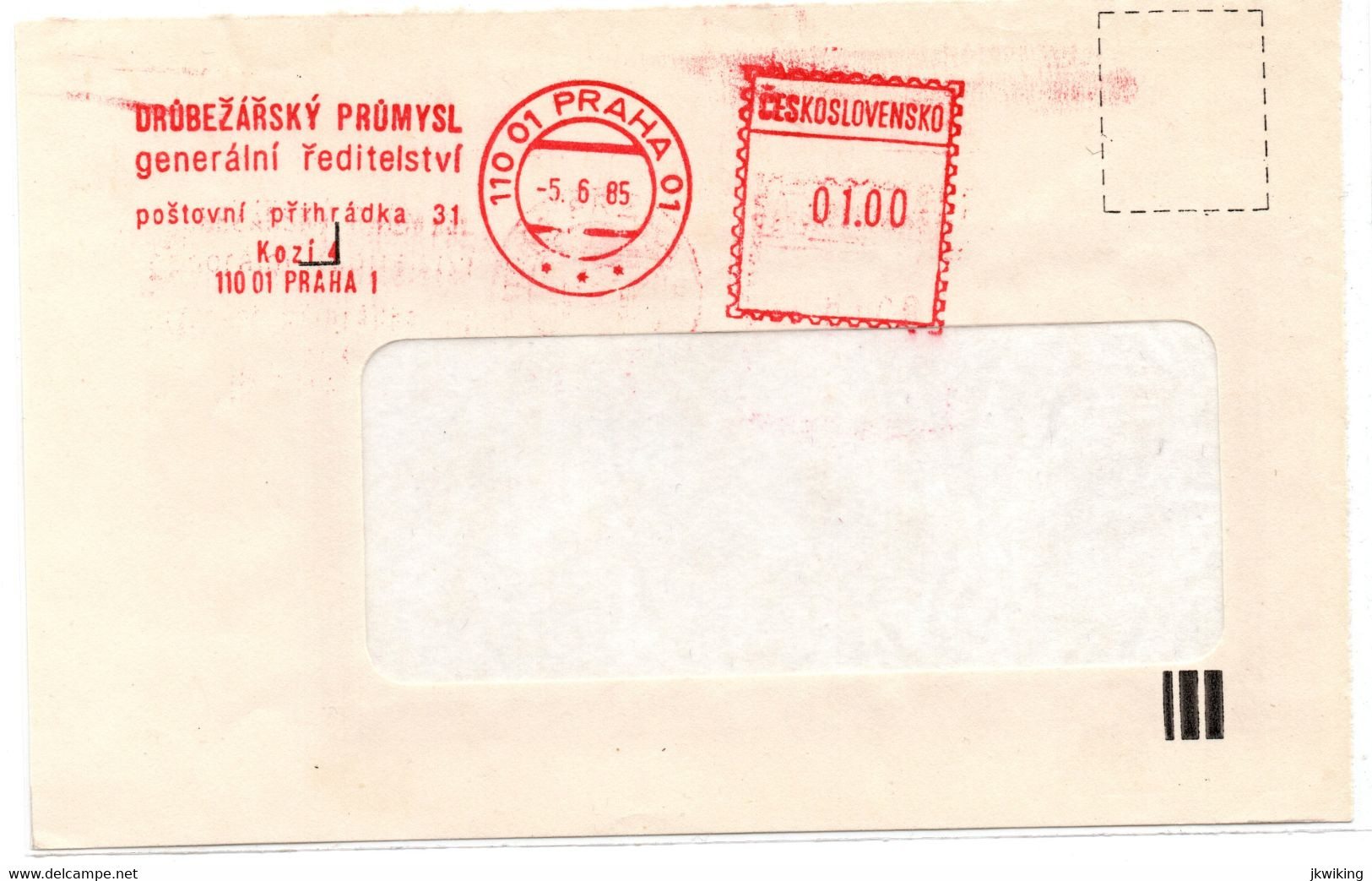 Machine Promotional Stamp Poultry Industry Prague 01 - 1985 - Czechoslovakia - Mechanical Postmarks (Advertisement)