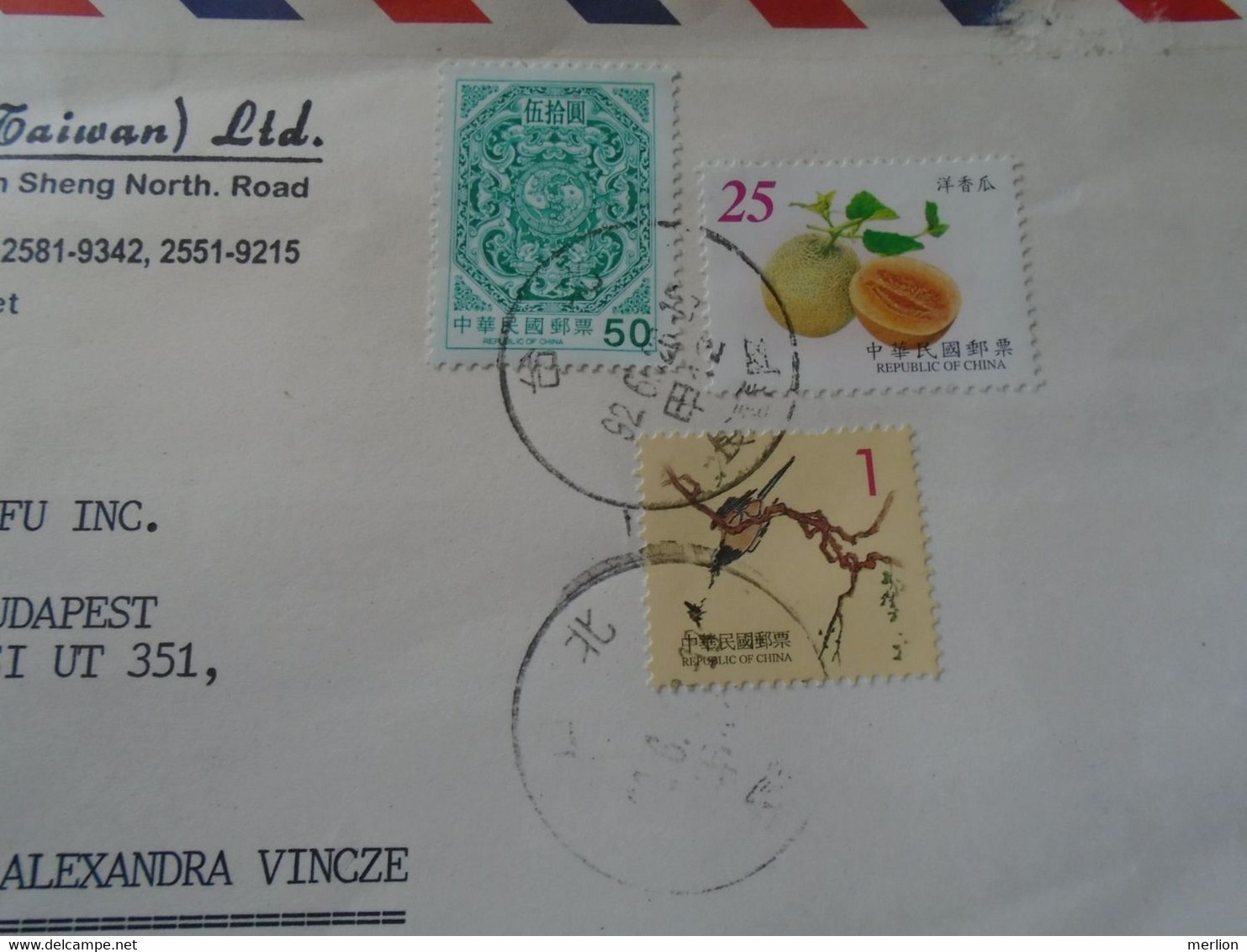 ZA400.8   TAIWAN  - Frank Air Transport - Registered Insured Airmail  Letter Cover Ca 1990 - Sent To Hungary - Covers & Documents