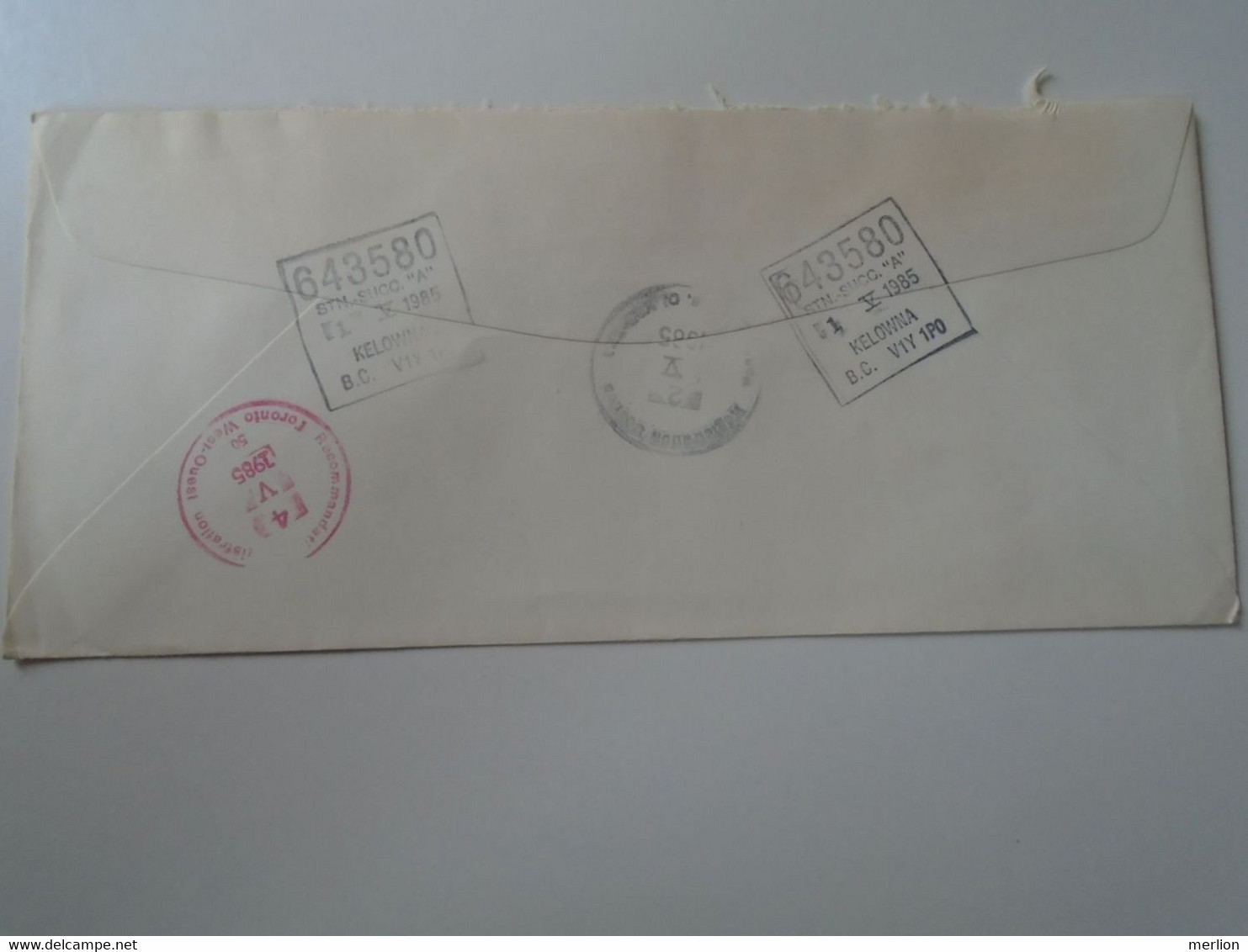 ZA400.11 Canada  Uprated Registered Cover Cancel 1985 KELOWNA, BC   - Sent To Hungary - Lettres & Documents