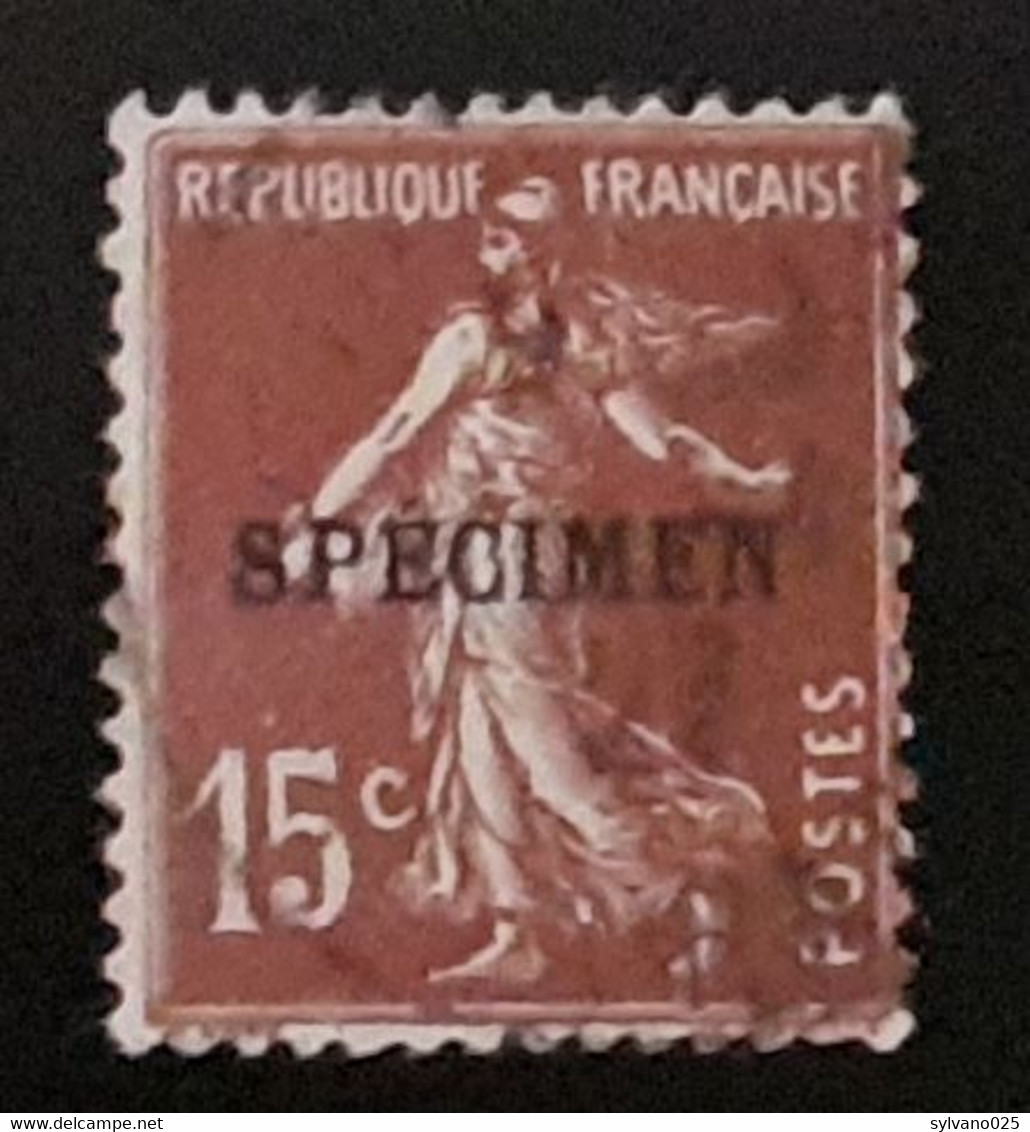 15 Centimes Brun-lilas Semeuse - Surcharge C (spécimen) Des ANNULE -  LUXE - Specimen