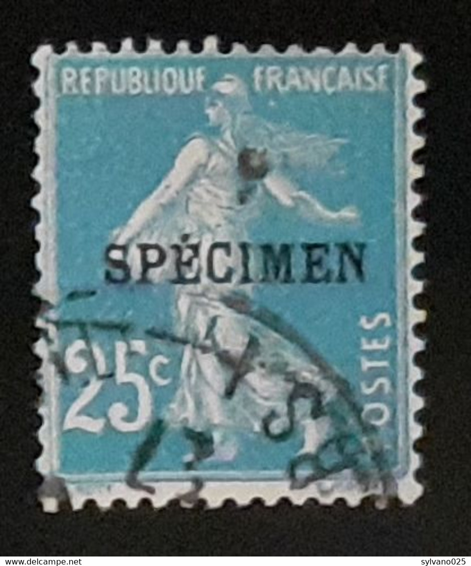 25 Centimes Bleu Semeuse - Surcharge C (spécimen) Des ANNULE -  LUXE - Specimen