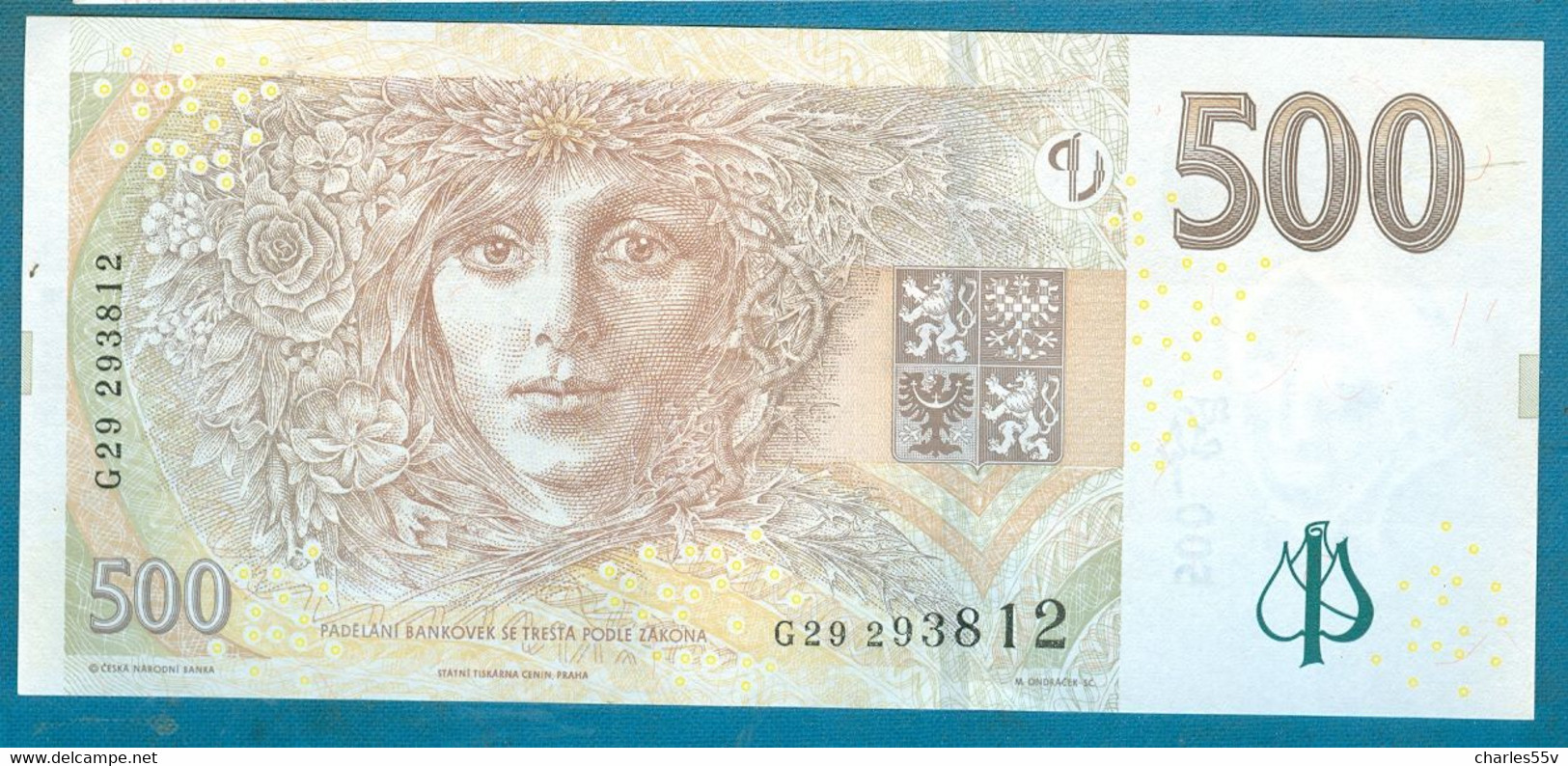 Czech Republic 500 Korun 2009 UNC - Prefix G - Czech Republic