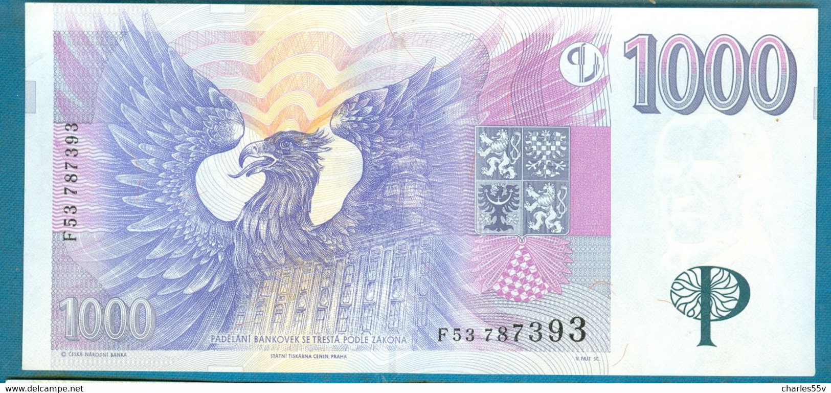 Czech Republic 1000 Korun 1996 UNC - Prefix F - Tsjechië