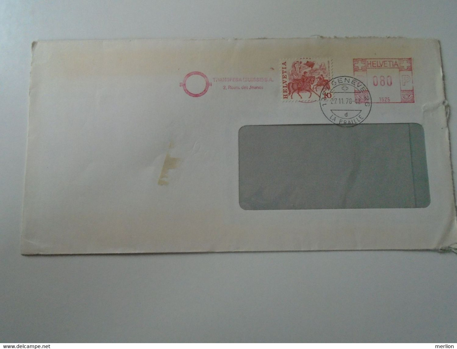 ZA400.19 Switzerland Suisse   Uprated  Postage Meter - Cancel  1978  Geneve -Transfesa - Ema -red Meter - Affranchissements Mécaniques