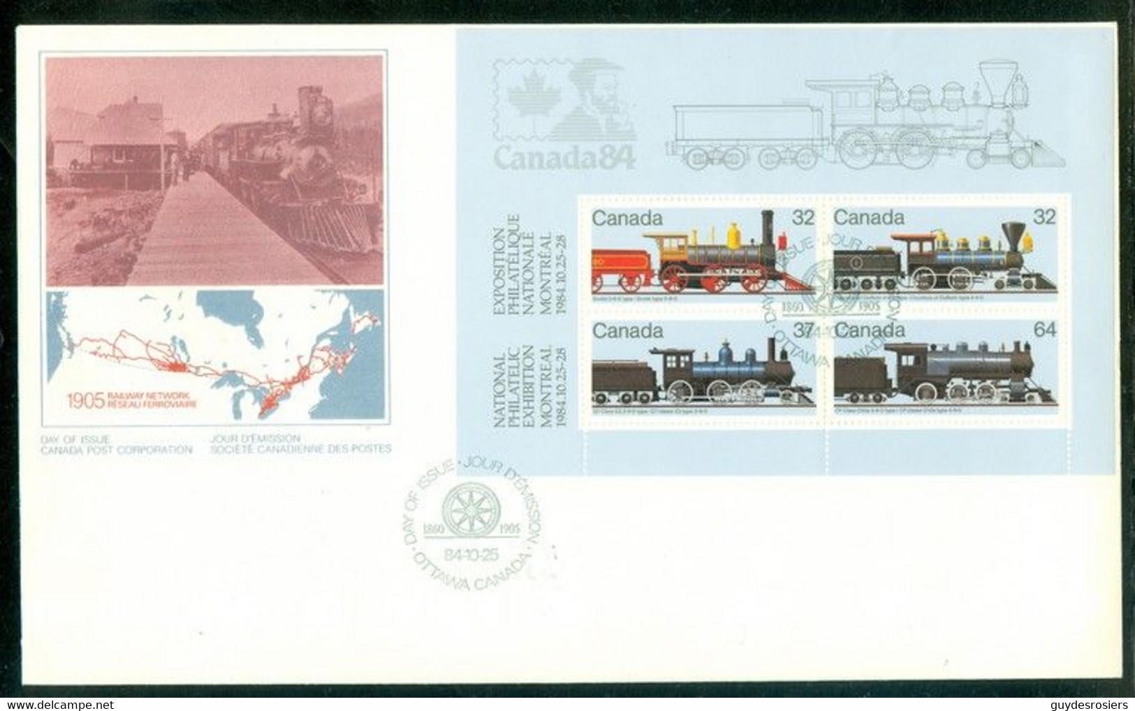 Train + Locomotive; Timbres Scott # 1036-9 Stamps; Pli Premier Jour / First Day Cover (10162) - Lettres & Documents