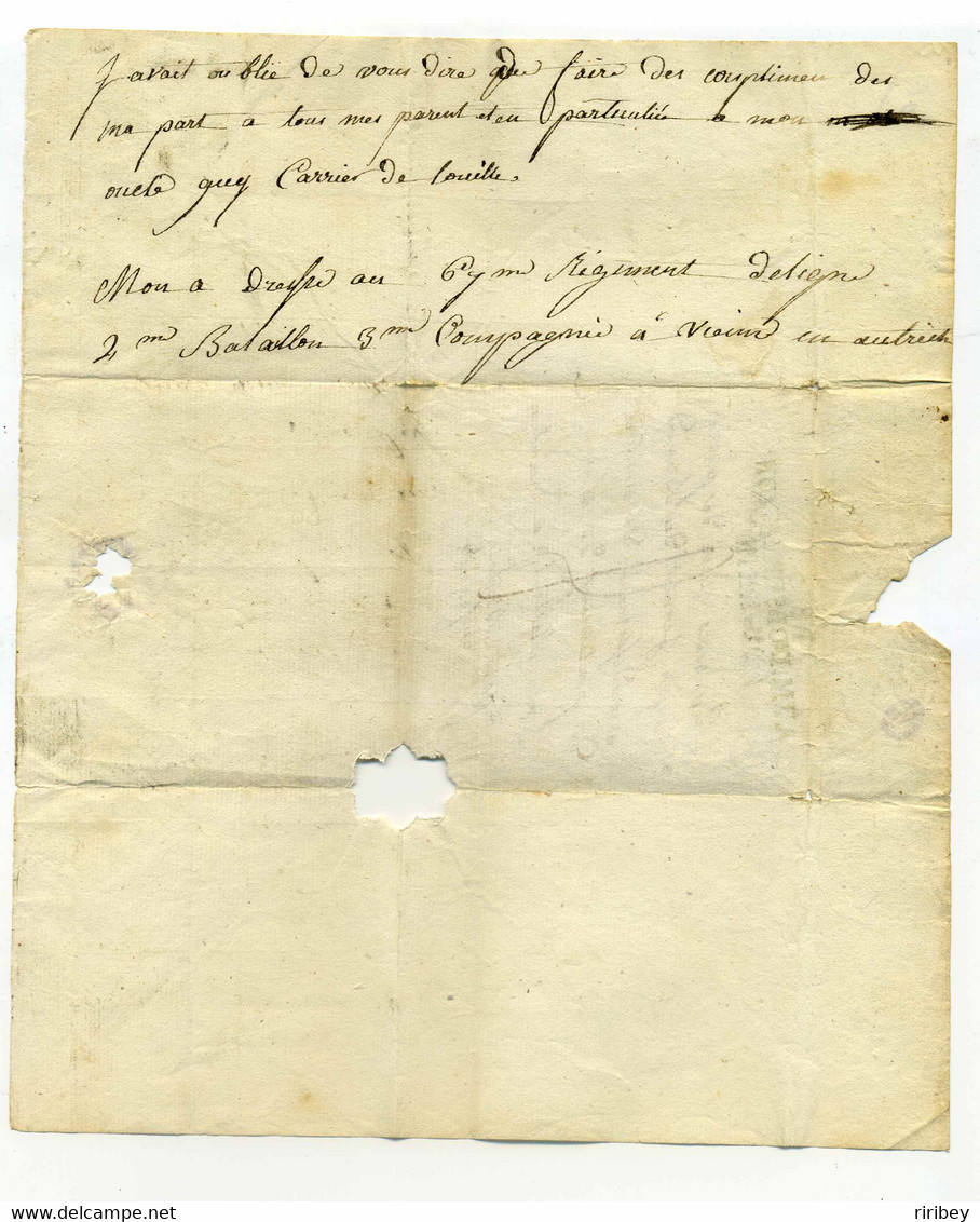 N°3 ARMEE D'OBSERVATION DU RHIN / Ecrite De Wien En Autriche /  Indice 24  Côte 1200€ - Legerstempels (voor 1900)