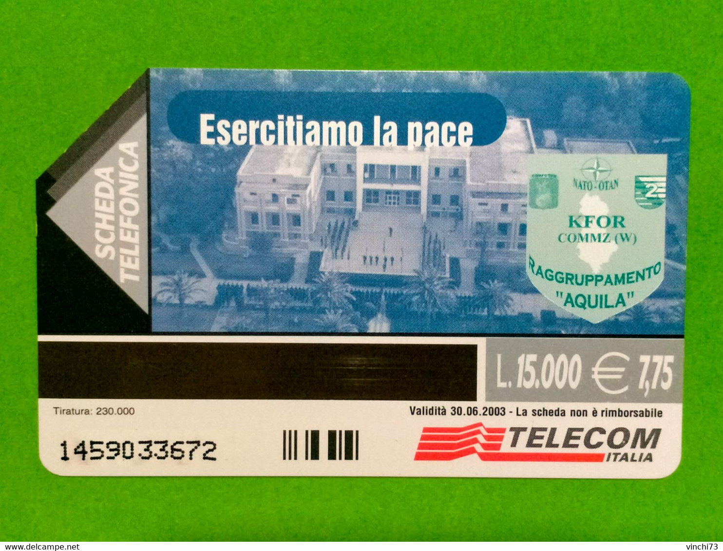 ! - ITALIA -SCHEDA TELEFONICA ESERCITIAMO LA PACE - Publieke Thema