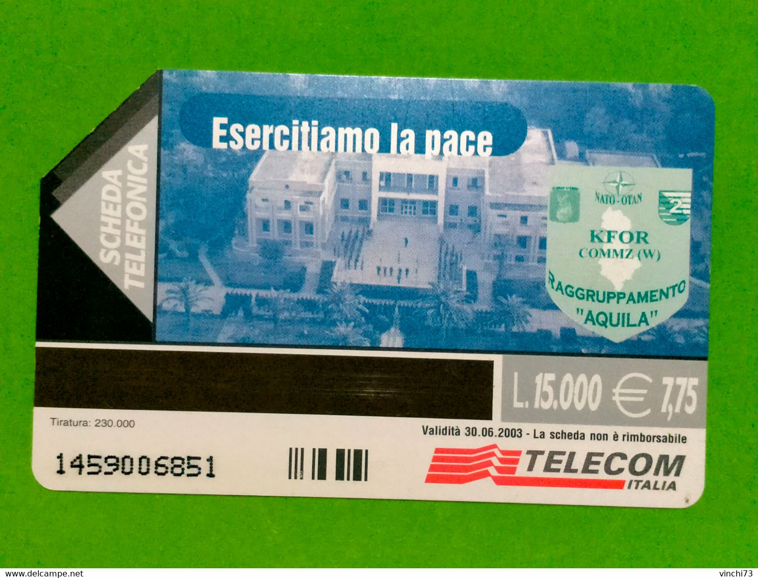 ! - ITALIA -SCHEDA TELEFONICA ESERCITIAMO LA PACE - Públicas Temáticas