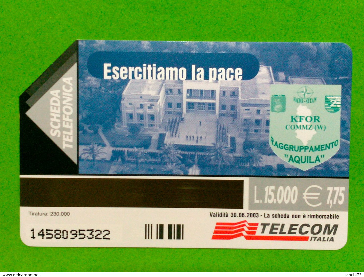 ! - ITALIA -SCHEDA TELEFONICA ESERCITIAMO LA PACE - Public Themes