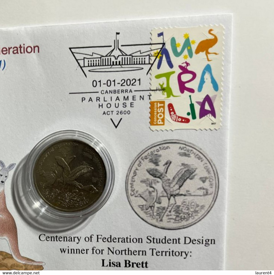 (1 N 13) 20 Cent "Scarce" Coin - 20th Anniversary - Northern Territory - Centenary Of Federation Coin (20th Anni. Cover) - 20 Cents