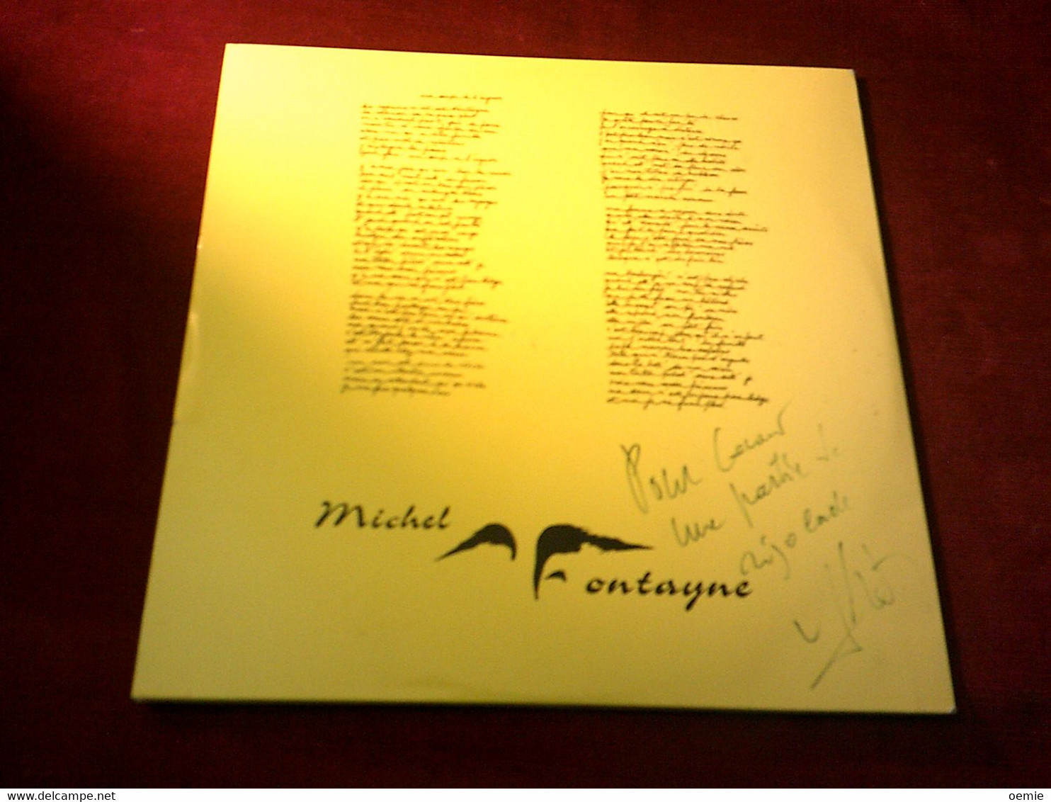 MICHEL  FONTAYNE   °°  BLESSURE  °  AUTOGRAPHE  SUR VINYLE  33 TOURS - Autographes