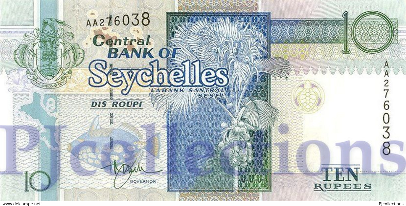 SEYCHELLES 10 RUPEES 1998 PICK 36a UNC PREFIX "AC-AD" - Seychelles