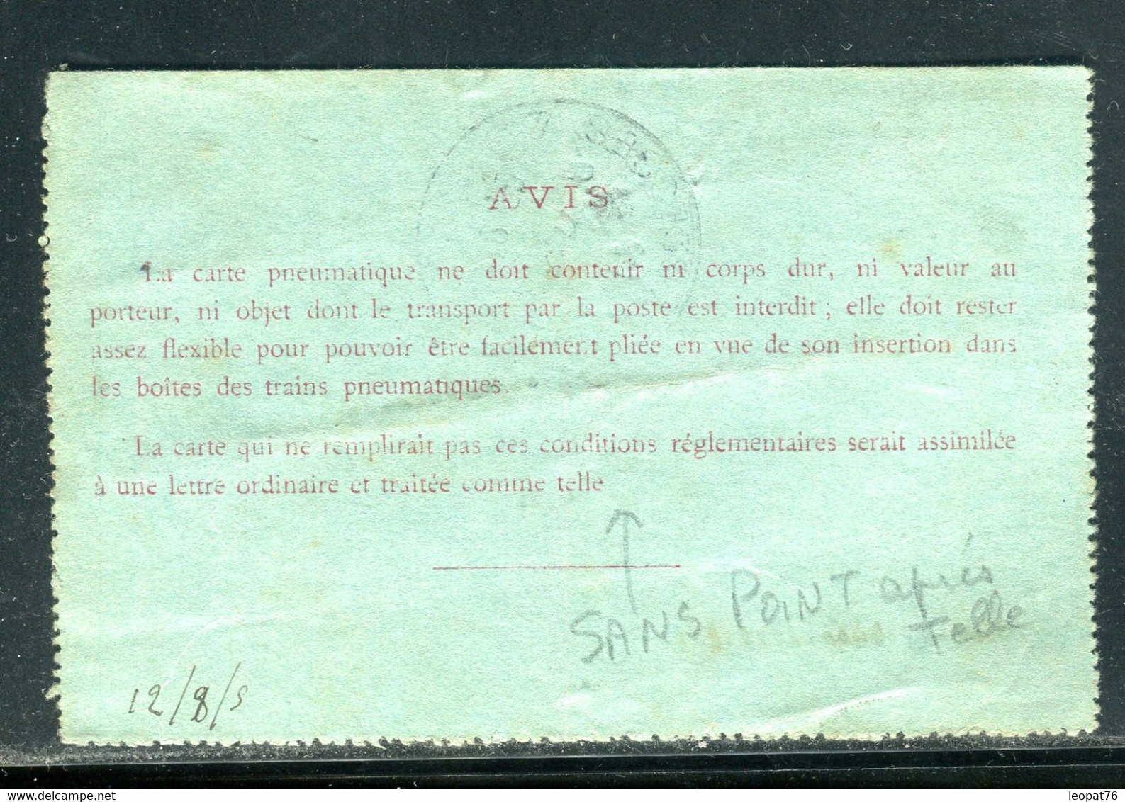 Entier Pneumatique ( Carte Lettre ) De Paris Pour Paris En 1905 - D 254 - Pneumatici