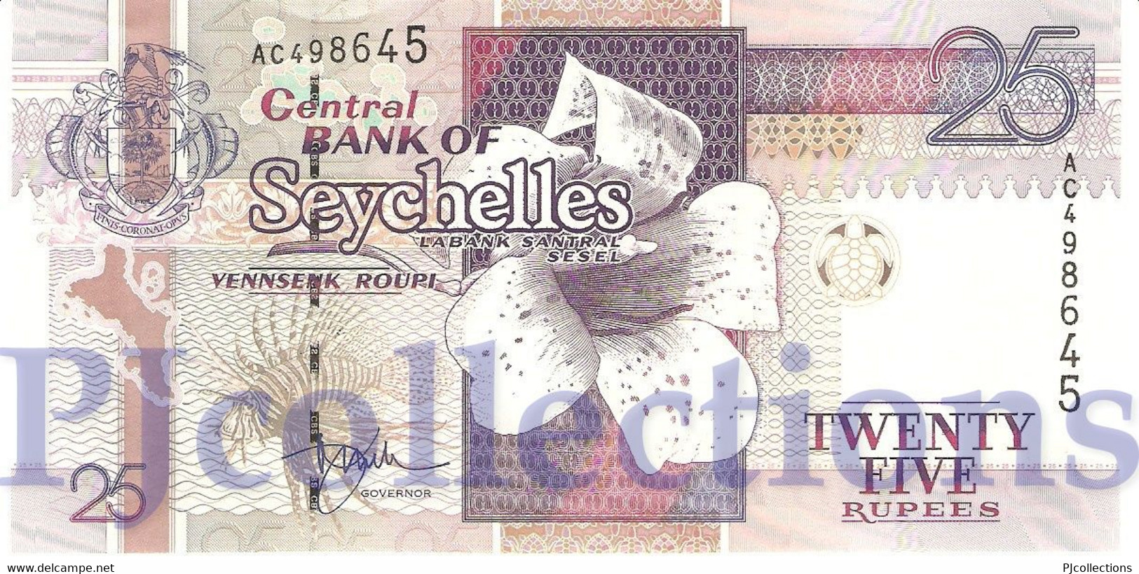 SEYCHELLES 25 RUPEES 1998/2008 PICK 37a UNC - Seychellen