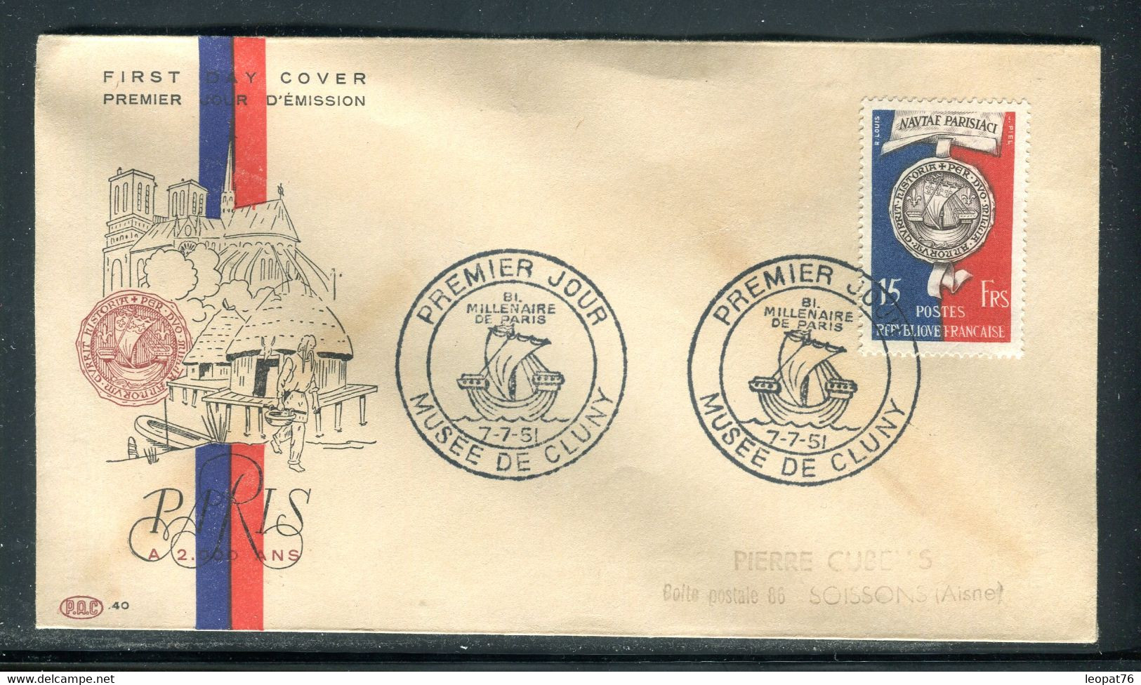 Oblitération FDC En 1951 Sur Enveloppe Illustrée - Bi Millénaire De Paris  - D 264 - 1950-1959