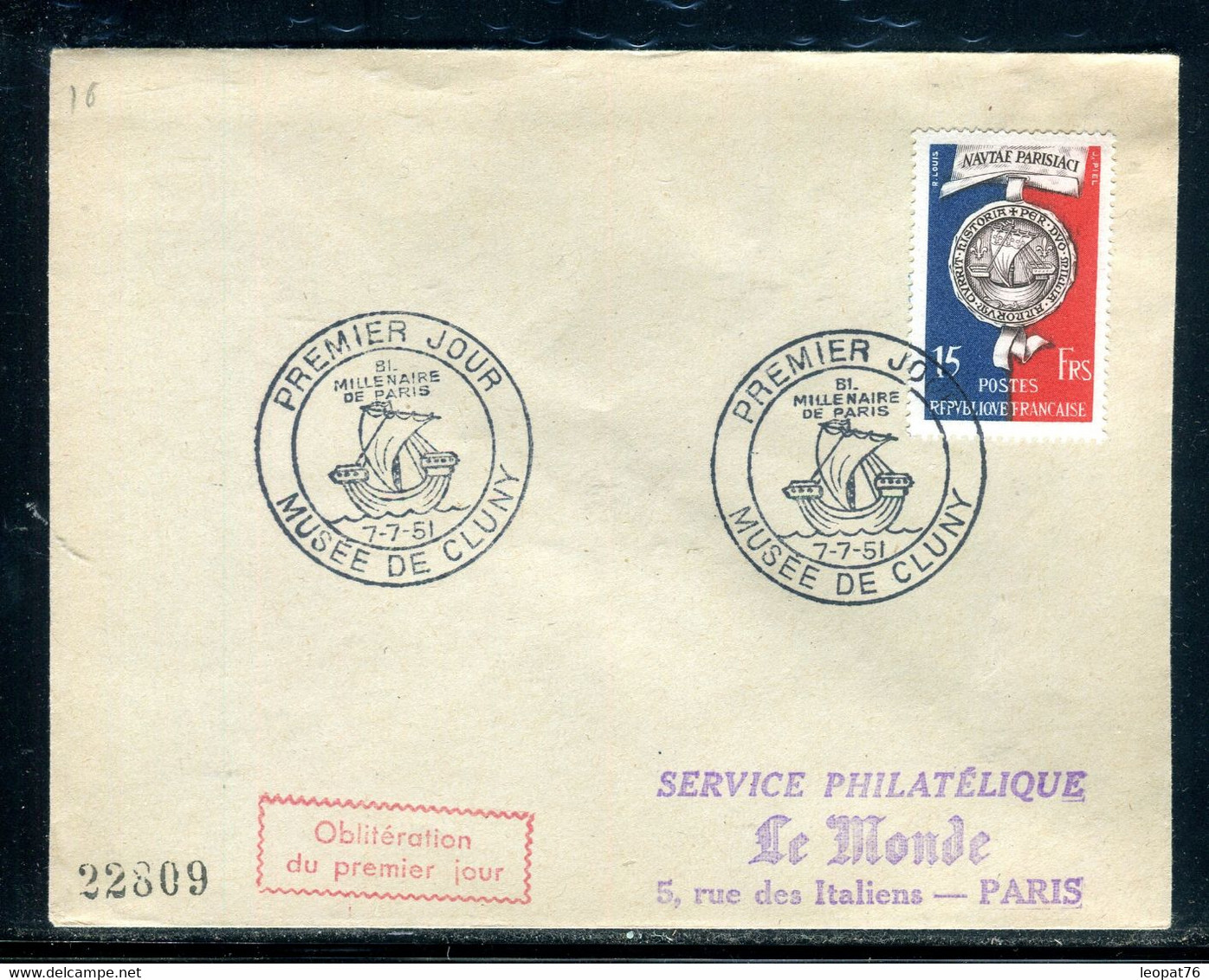 Oblitération FDC En 1951 Sur Enveloppe Non Illustrée - Bi Millénaire De Paris  - D 265 - 1950-1959