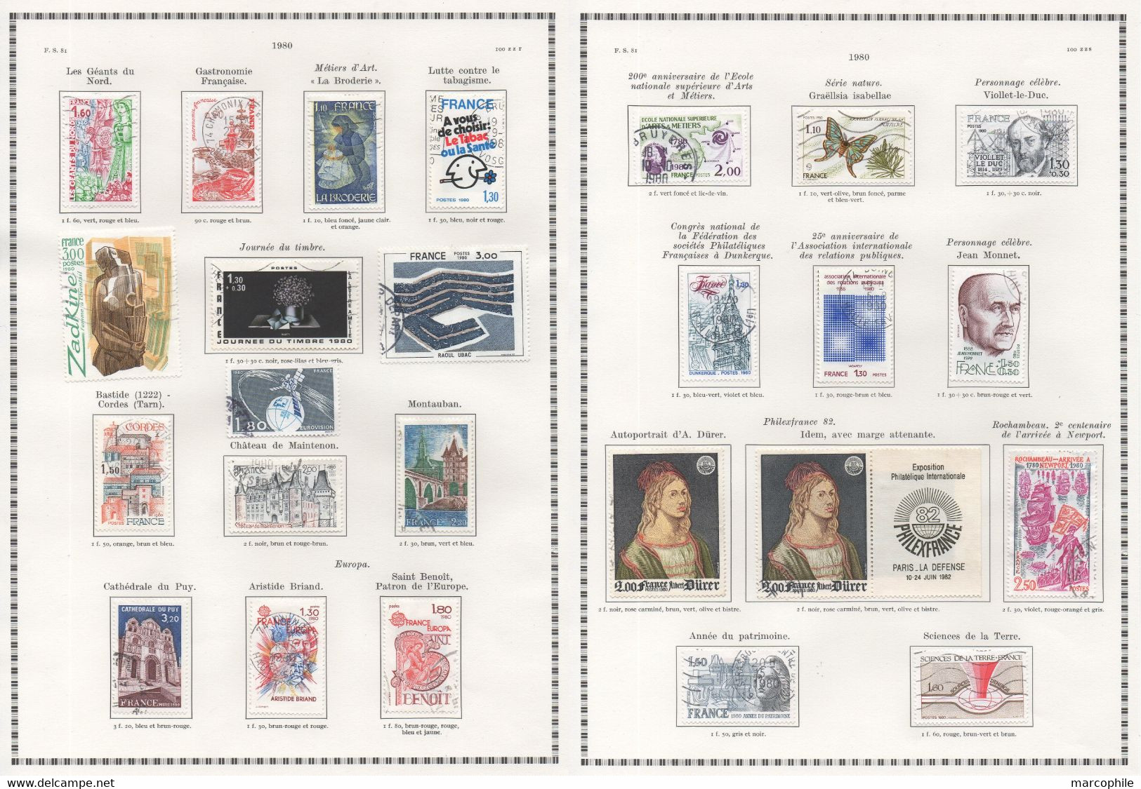 FRANCE / 1980  A 1984 - 5  ANNEES  COMPLETES OBLITEREES DU # 2073  AU 2346 / COTE 190.50 € / 12 IMAGES (ref  7310) - 1980-1989