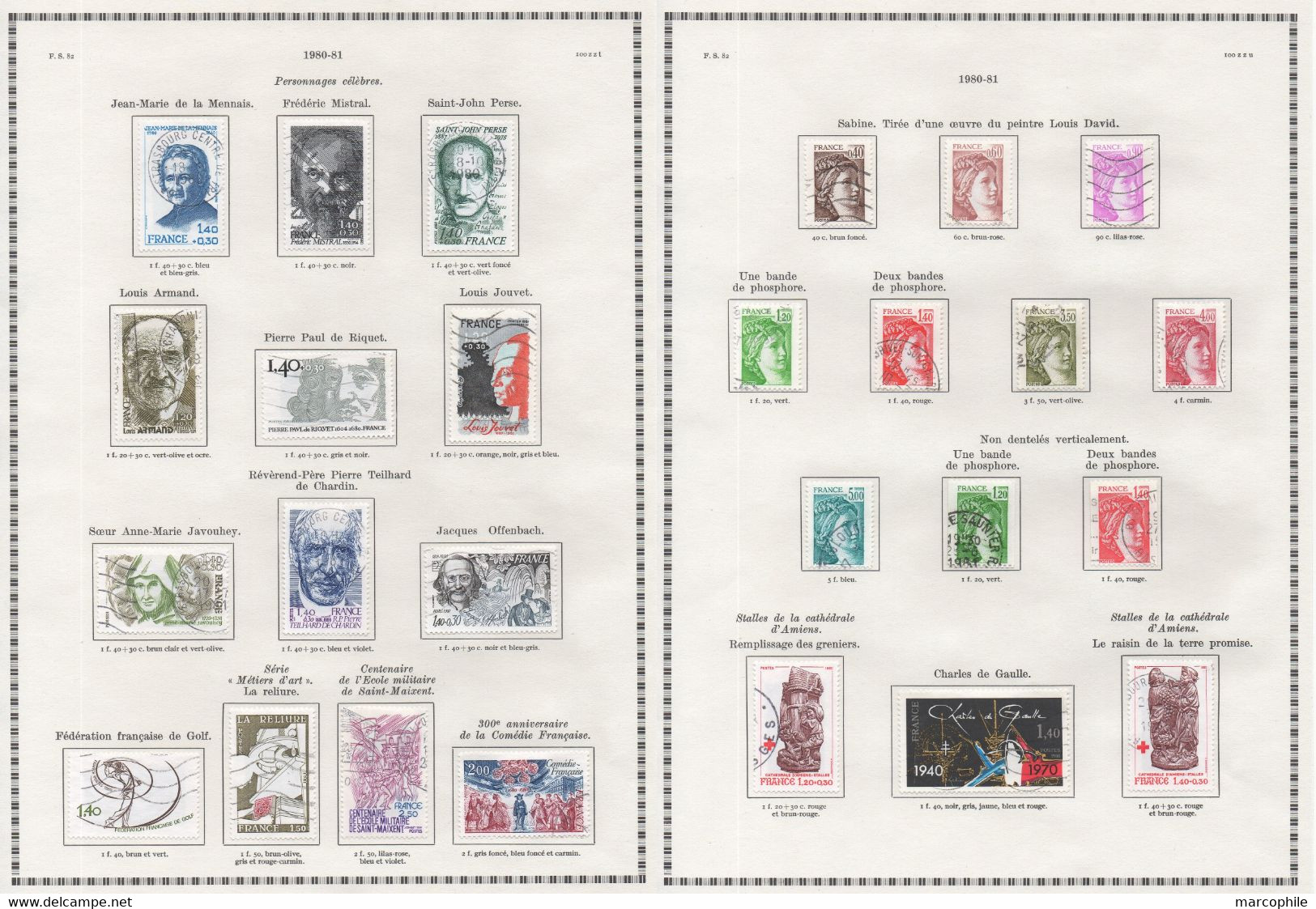 FRANCE / 1980  A 1984 - 5  ANNEES  COMPLETES OBLITEREES DU # 2073  AU 2346 / COTE 190.50 € / 12 IMAGES (ref  7310) - 1980-1989