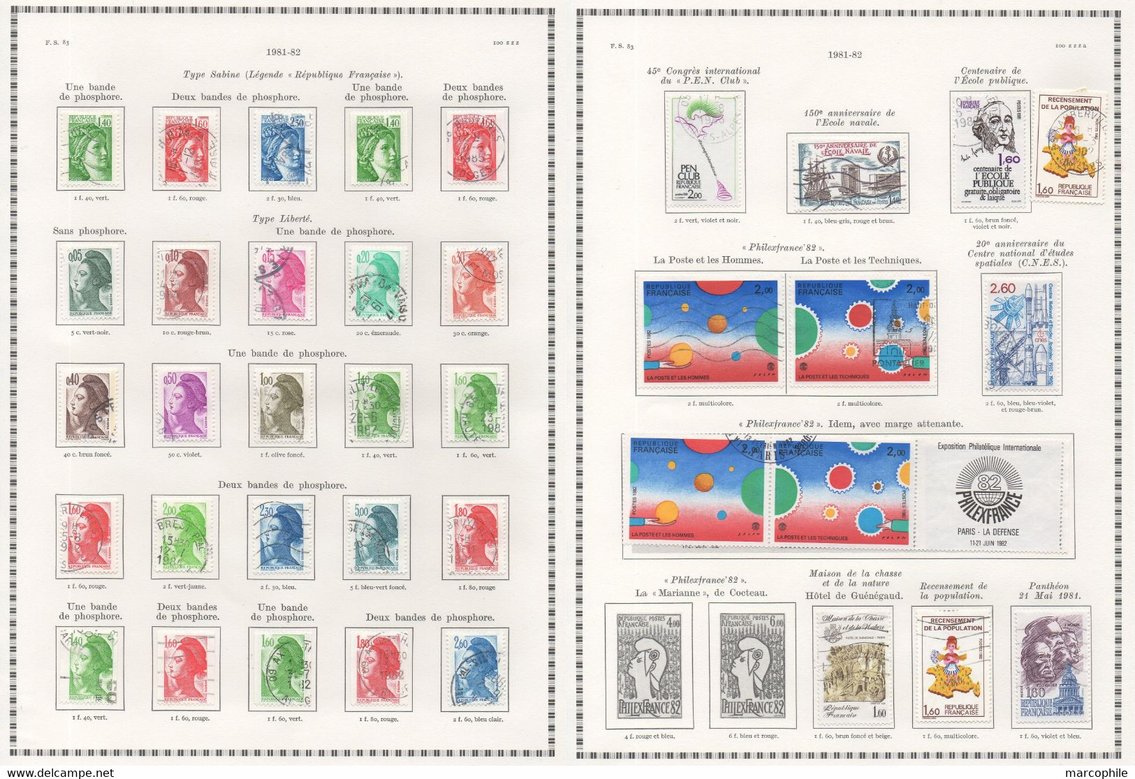 FRANCE / 1980  A 1984 - 5  ANNEES  COMPLETES OBLITEREES DU # 2073  AU 2346 / COTE 190.50 € / 12 IMAGES (ref  7310) - 1980-1989