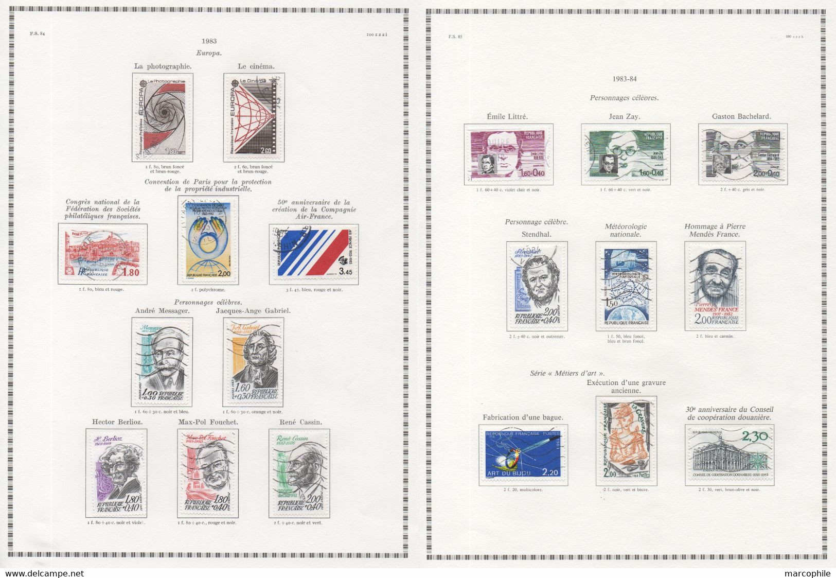 FRANCE / 1980  A 1984 - 5  ANNEES  COMPLETES OBLITEREES DU # 2073  AU 2346 / COTE 190.50 € / 12 IMAGES (ref  7310)