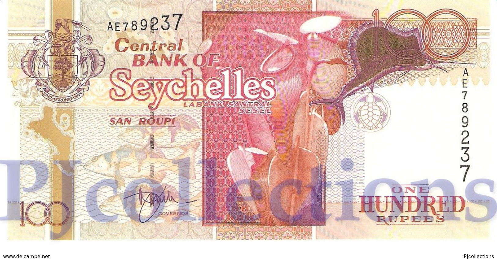 SEYCHELLES 100 RUPEES 2001 PICK 40a UNC - Seychelles