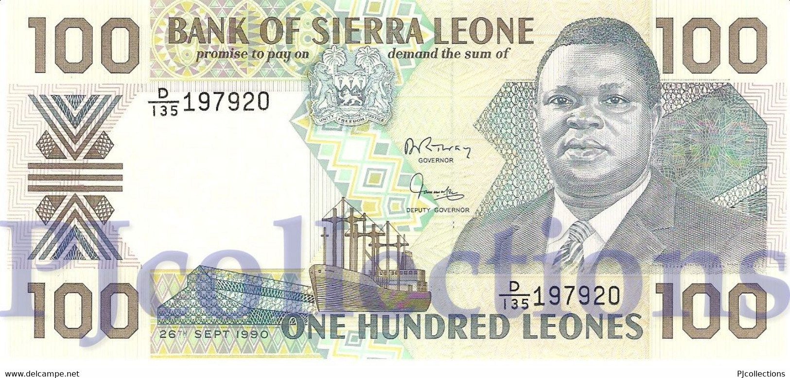 SIERRA LEONE 100 LEONES 1990 PICK 18c UNC - Sierra Leone